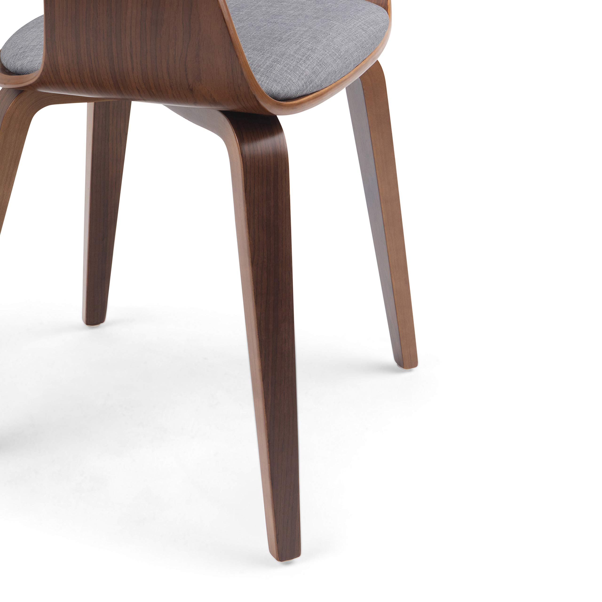 SIMPLIHOME Lowell Dining Chair - Light Grey Linen Fabric, Walnut Finish Bentwood Frame, 21.1
