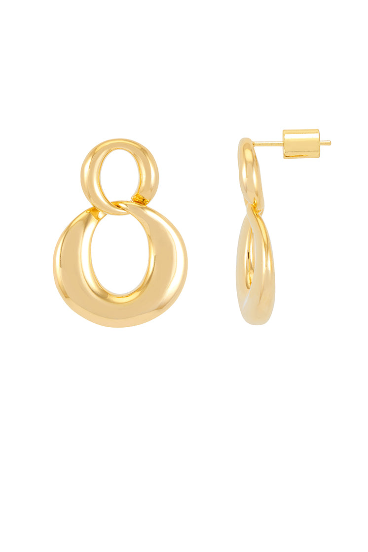 Double Round Link Earrings for Women - 14K Gold Plated Hoop Earrings, Minimalist Dainty Jewelry for Everyday Wear, Gift for Her - Perfect for Office, Date Night & Special Occasions