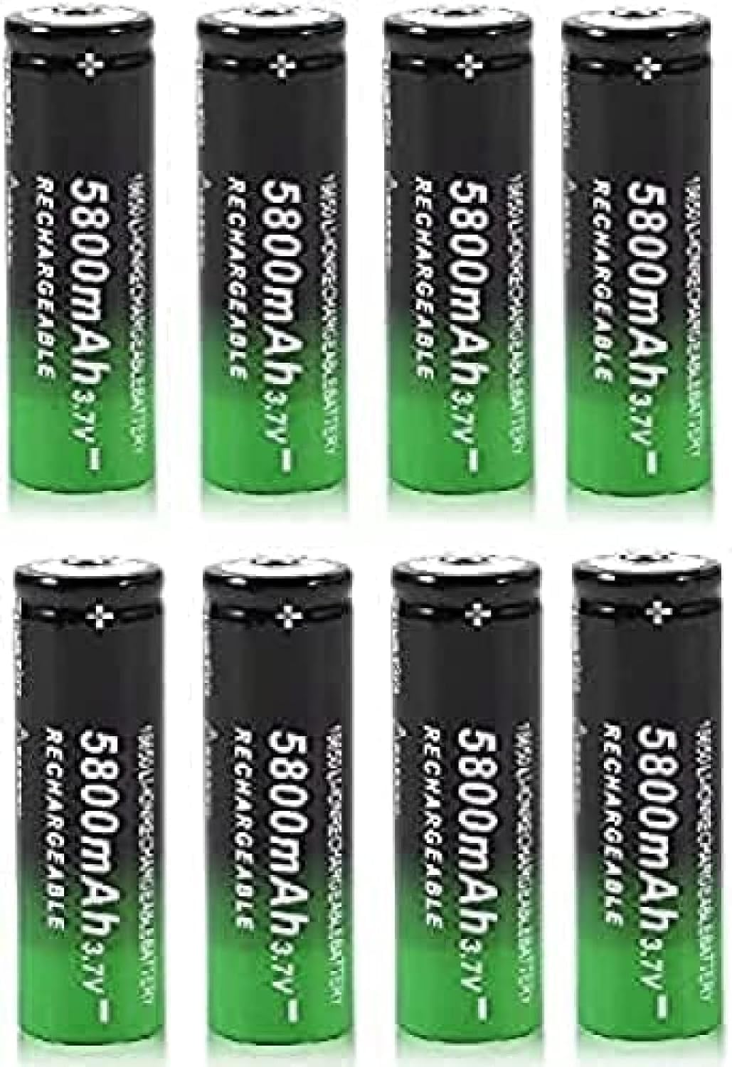5800mAh 3.7V Rechargeable Lithium Ion Batteries - 8 Pack High Capacity Battery for LED Lights, Emergency Lighting, Electronic Devices - Perfect for Power Outages, Camping & Home Backup Power