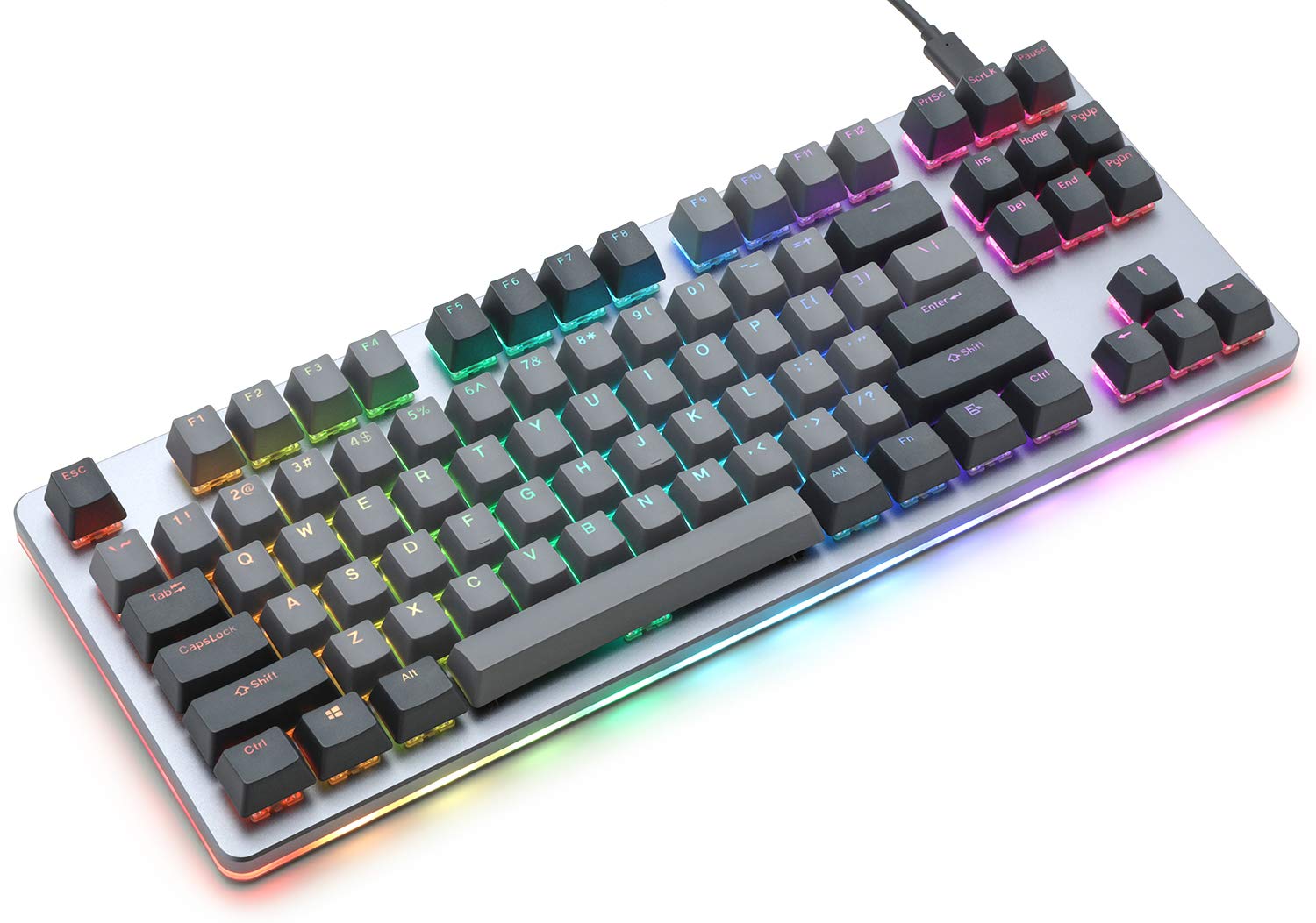 Drop CTRL Tenkeyless TKL 87-Key Mechanical Gaming Keyboard - Hot-Swappable Switches, RGB Backlit, Programmable Macros, USB-C, Doubleshot PBT Keycaps, Aluminum Frame (Kaihua Speed Silver) - Perfect for Esports, Coding & Office Work