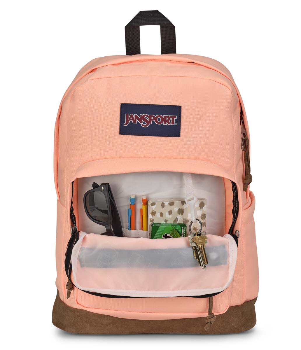 JanSport Right Pack Backpack - Lightweight School & Travel Backpack for Students & Commuters, Peach Neon - Perfect for College, Hiking & Everyday Use
