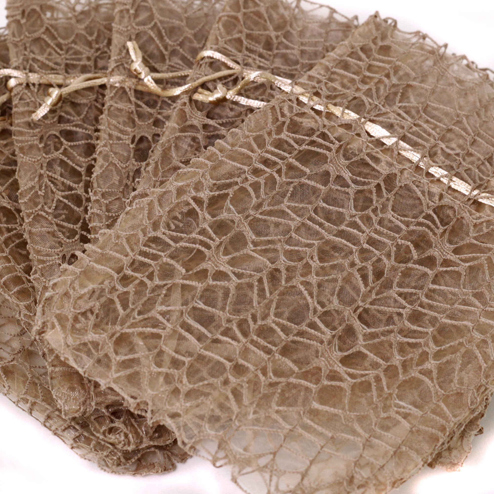30 Pcs Beige Organza Lace Gift Bags 6x9 Inches - Rustic Wedding Party Favors, Baby Showers, Bridal Gifts & Candy Bags for Elegant Events & Special Occasions