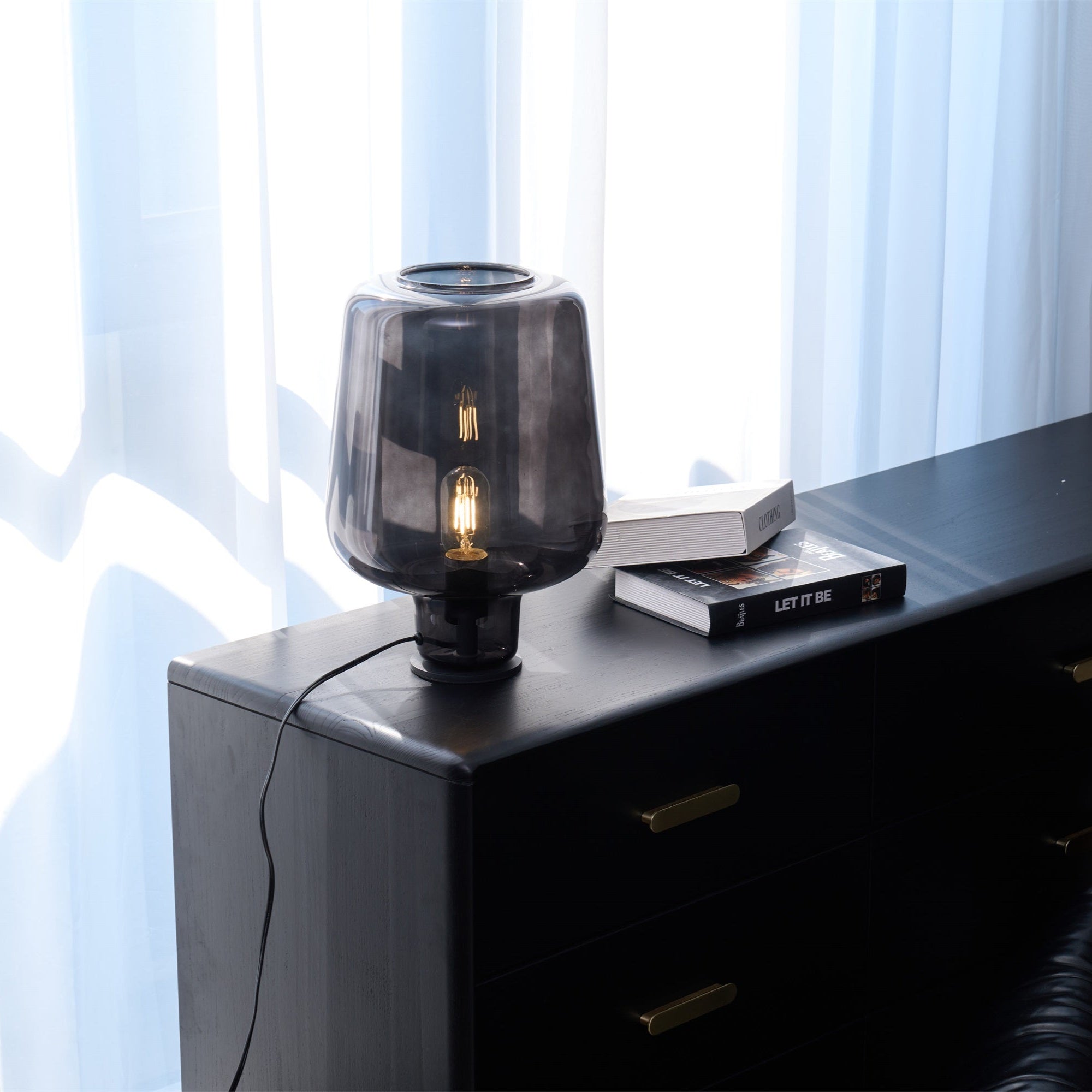 Modern Teutonic Glass Table Lamp - Elegant Home & Office Lighting for Living Room, Bedroom, or Study Desk Decor