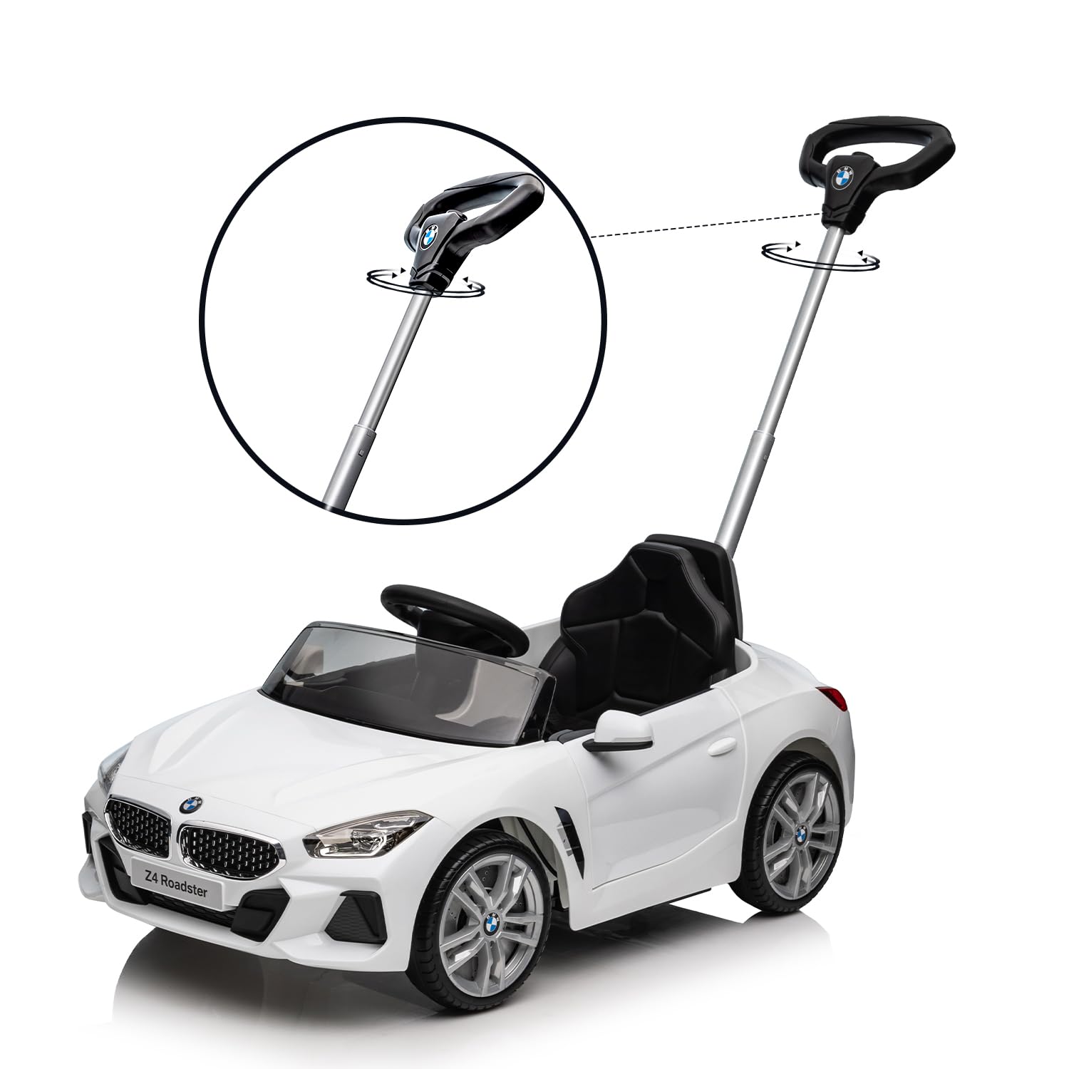 BMW Z4 Licensed Push Ride-On Car for Toddlers 1-3 Years - Adjustable Push Rod, Fun Horn & Music, Silent Wheels - Perfect Baby Birthday Gift (White) | Indoor & Outdoor Play, First Driving Experience, Pretend Play Toy for Kids