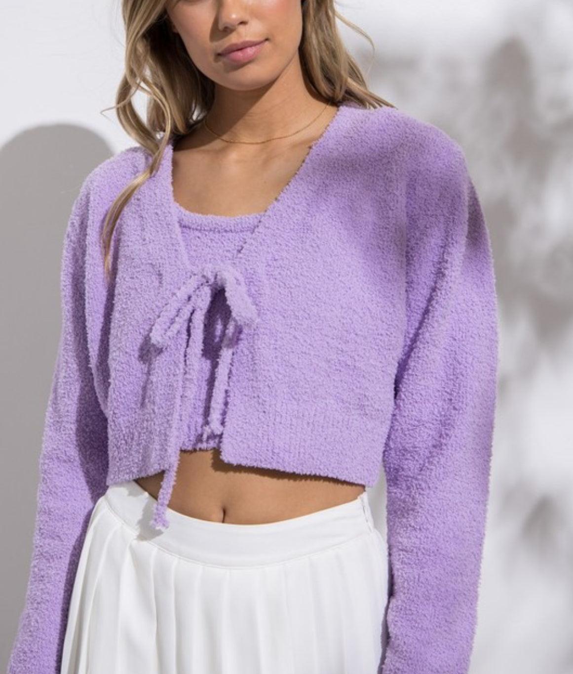 Hailey Cami and Cardigan Set - Women's Loungewear Outfit in Lavender | Soft Stretchy Comfort for Home, Office & Date Night