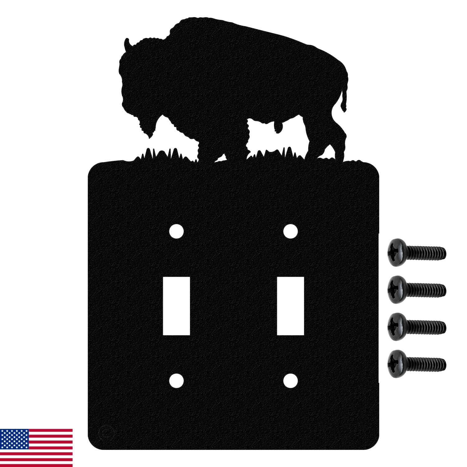 Buffalo Bison Black Double Toggle Light Switch Plate for Home & Office