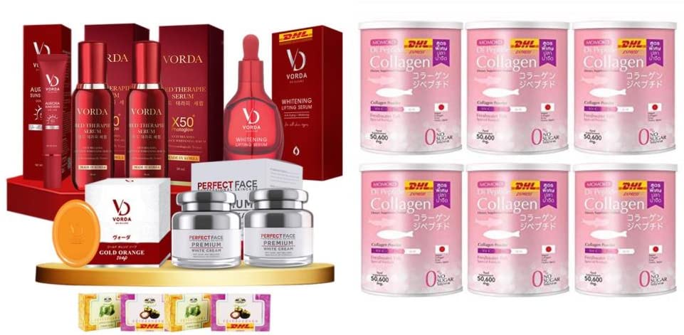Premium Vorda Cream Set D-2149 - 5 Pcs Lifting Fish Collagen with Momoko Collagen Di Peptide - Anti-Aging & Skin Tightening - Fast DHL Express Shipping - Perfect for Daily Skincare Routine & Gift Giving