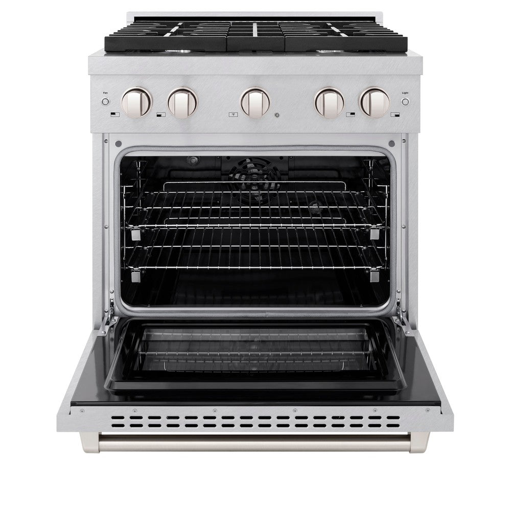 ZLINE 30-inch 4.2 cu.ft Dual Fuel Range with 4-Burner Gas Cooktop & Electric Convection Oven - Satin Stainless Steel (SDRS 30) for Professional Home Cooking & Baking