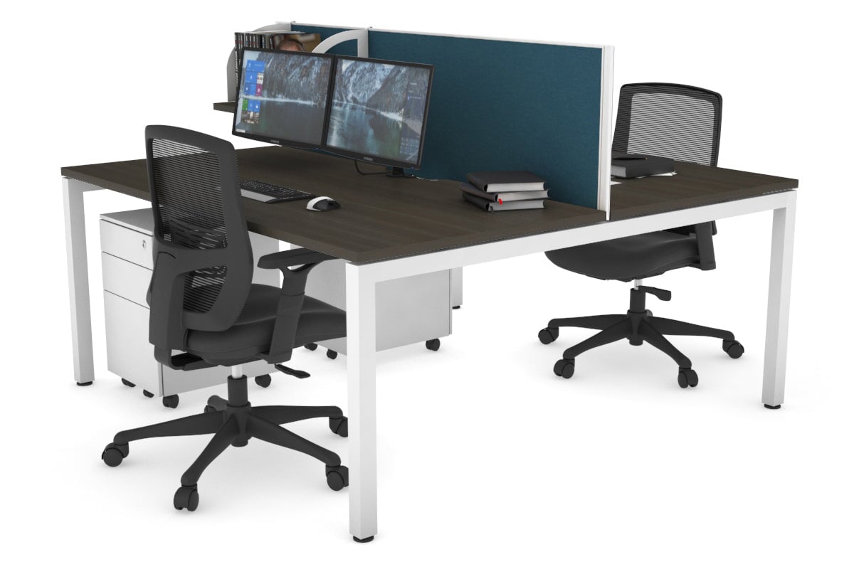 Quadro Square Legs 2 Person Office Workstation Desk - 1400L x 800W with Cable Management Scallop - Perfect for Shared Workspaces & Home Offices