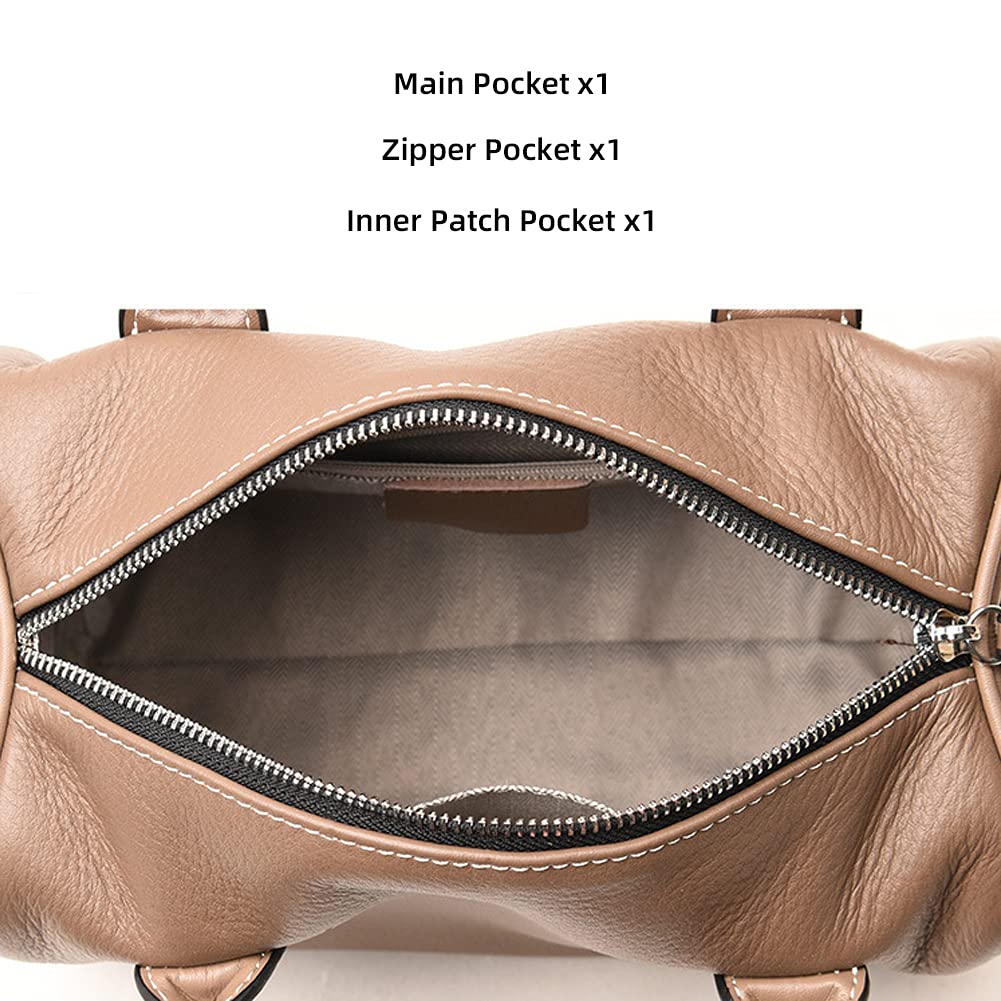 ROUROU Genuine Leather Boston Bag for Women - Large Capacity Top Handle Satchel Shoulder Bag & Crossbody Purse | Perfect for Work, Travel & Everyday Use