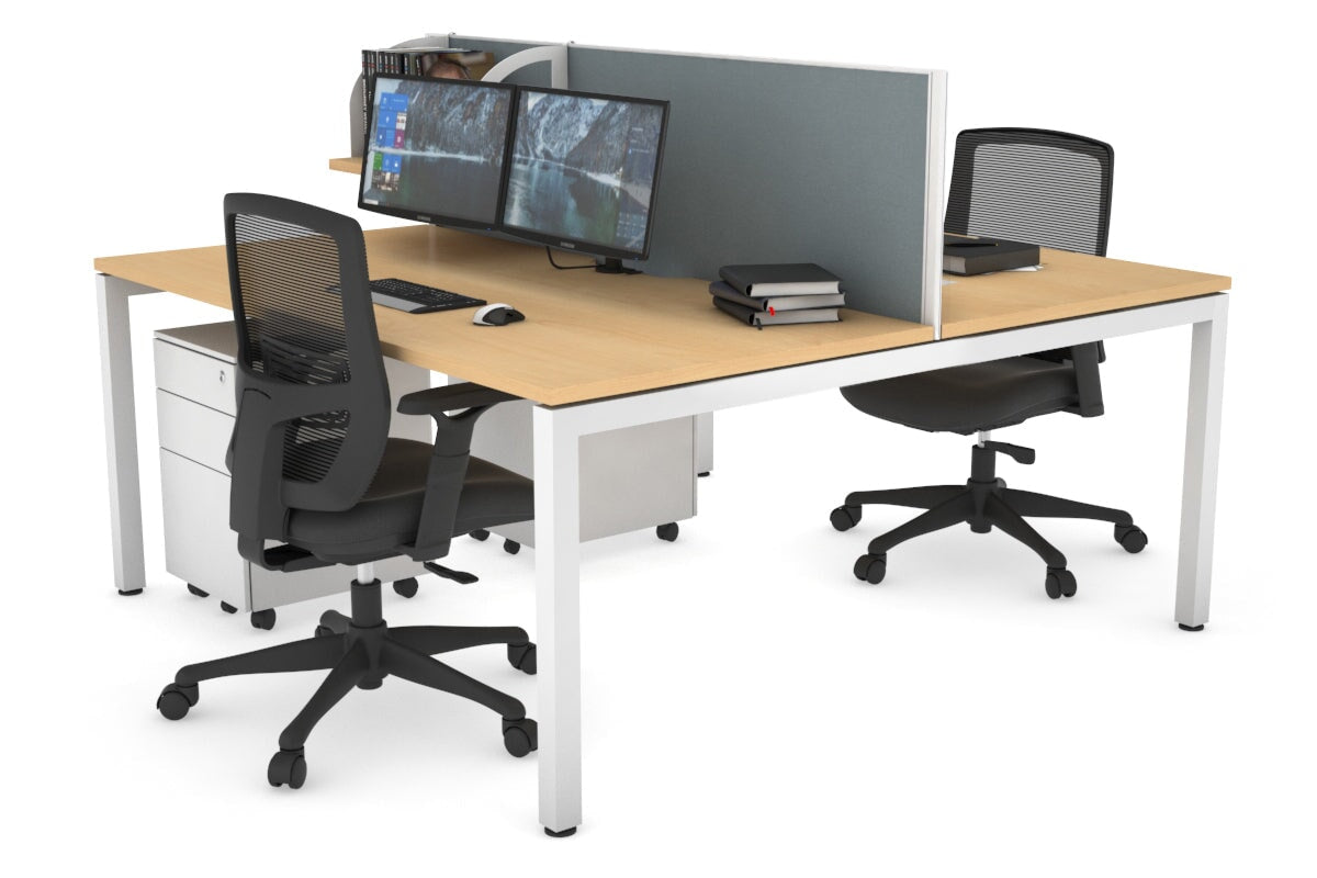 Quadro Square Legs 2 Person Office Workstation Desk - 1400L x 800W with Cable Management Scallop - Perfect for Shared Workspaces & Home Offices