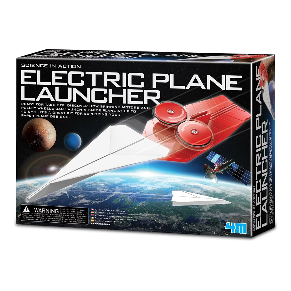4M Science in Action Electric Plane Launcher - STEM Toy for Kids, Educational Science Kit with Electric Motor - Fun Outdoor & Indoor Activity for Boys & Girls Ages 8+