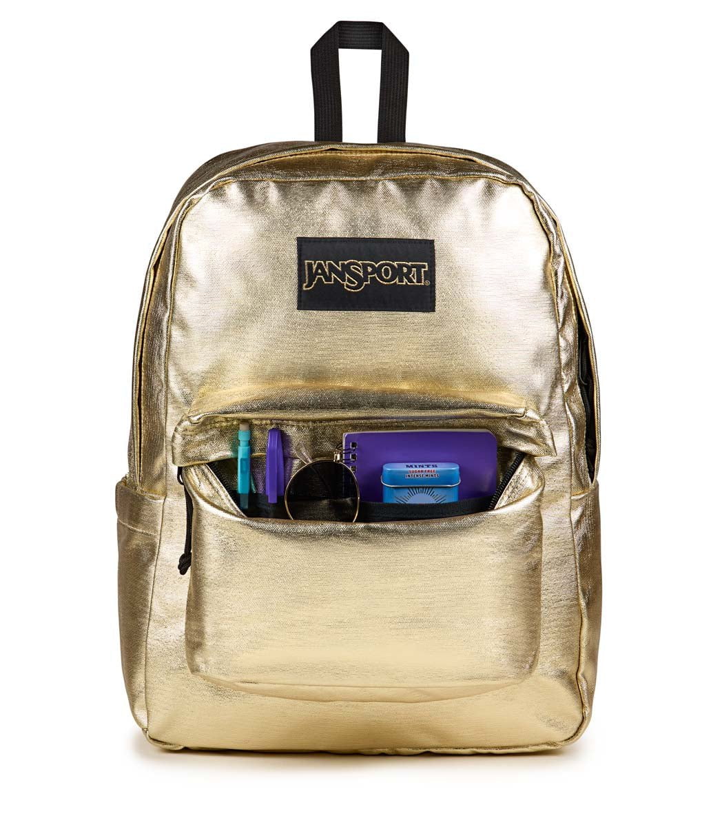 JanSport SuperBreak Plus FX Backpack - Lightweight Laptop Backpack for School & Travel, Surreal Shine Gold - Perfect for College Students, Work Commute & Outdoor Adventures