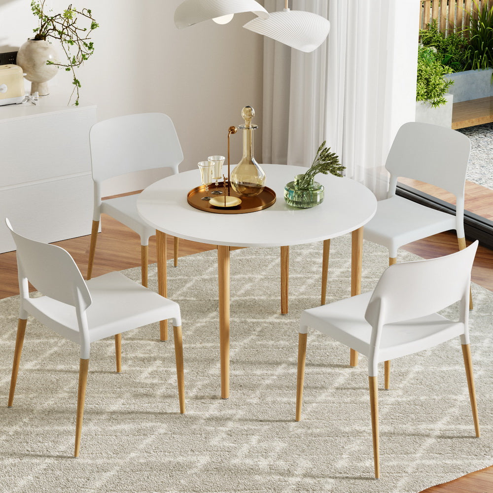 Artiss 5-Piece White Wood Dining Table and Chairs Set - Modern Kitchen & Dining Room Furniture for Family Meals & Entertaining
