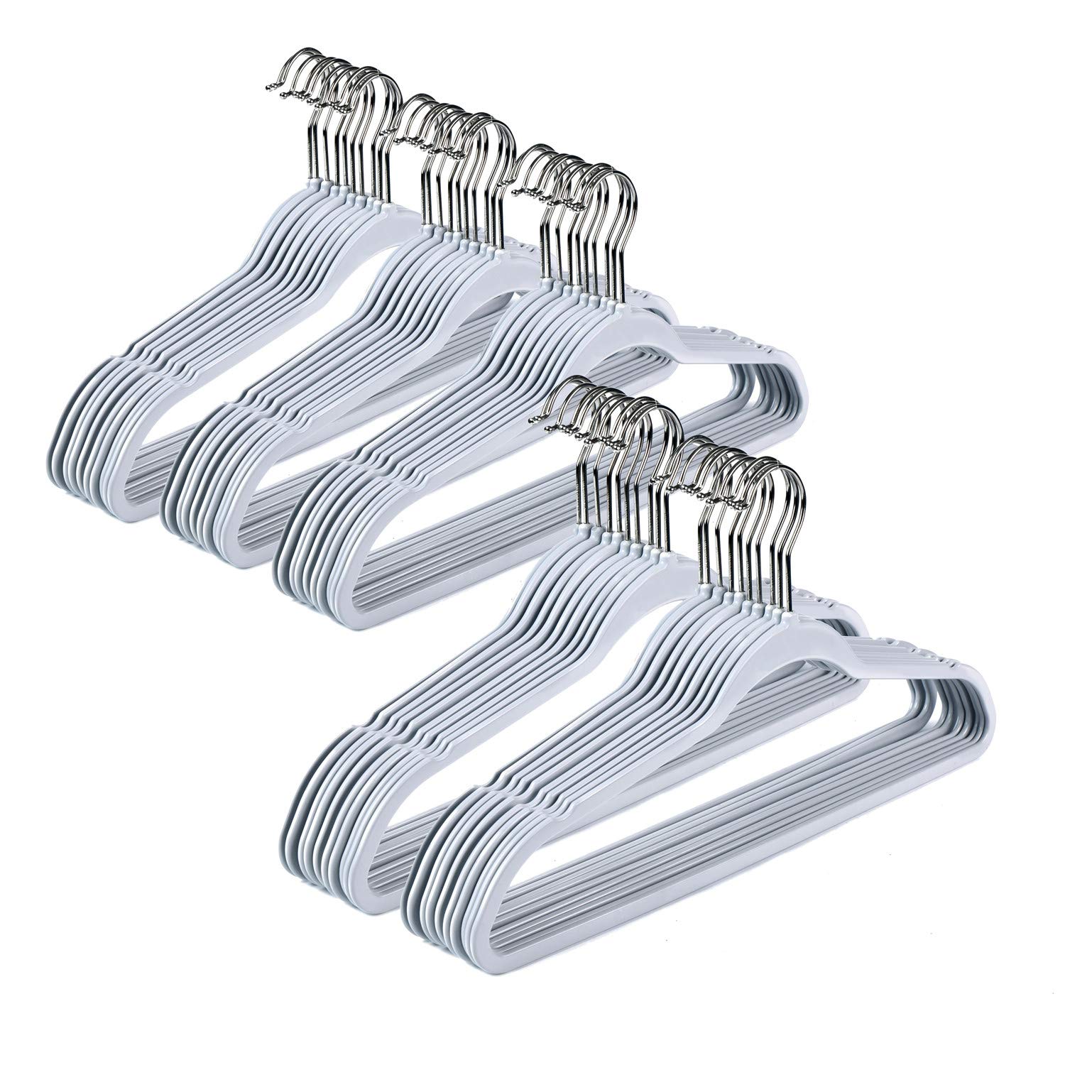 50 Pack Heavy Duty Plastic Clothes Hangers - Space Saving Non-Velvet Coat Hangers with Chrome Swivel Hook - Durable Gray Closet Organizers for Shirts, Pants & Jackets | Perfect for Home, Office & Retail Store Organization