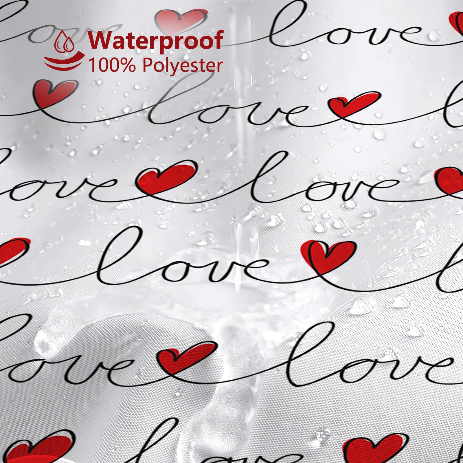 MEHOFOND Valentine's Day Shower Curtain - Romantic Love Heart Design, 72x72 Inch Waterproof Bathroom Decor for Couples - Perfect for Anniversary, Wedding, or Valentine's Gift - Durable & Washable Polyester Fabric