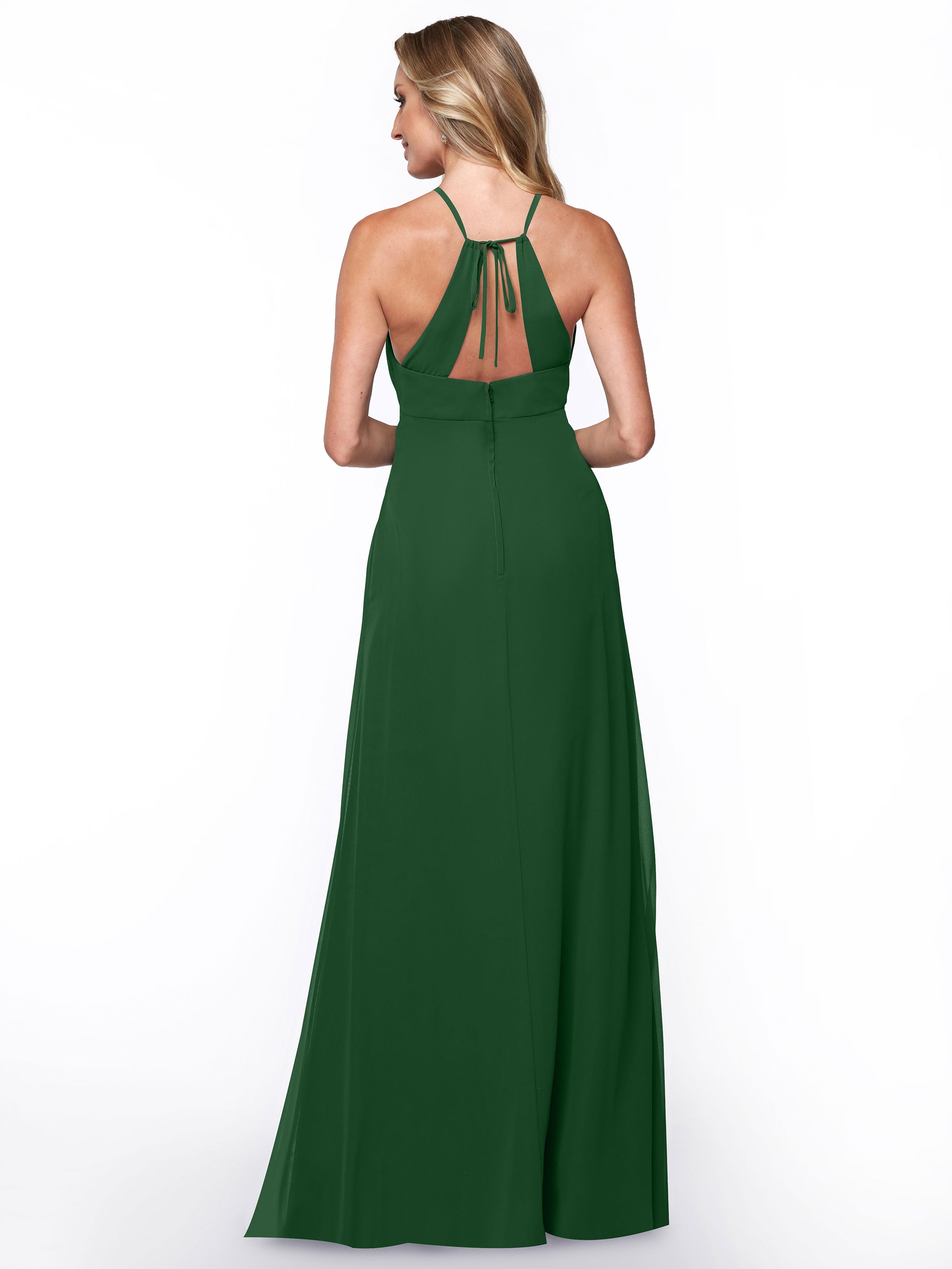 Elegant A-Line Chiffon Bridesmaid Dress with Keyhole Halter Neckline - Perfect for Weddings, Formal Events & Special Occasions