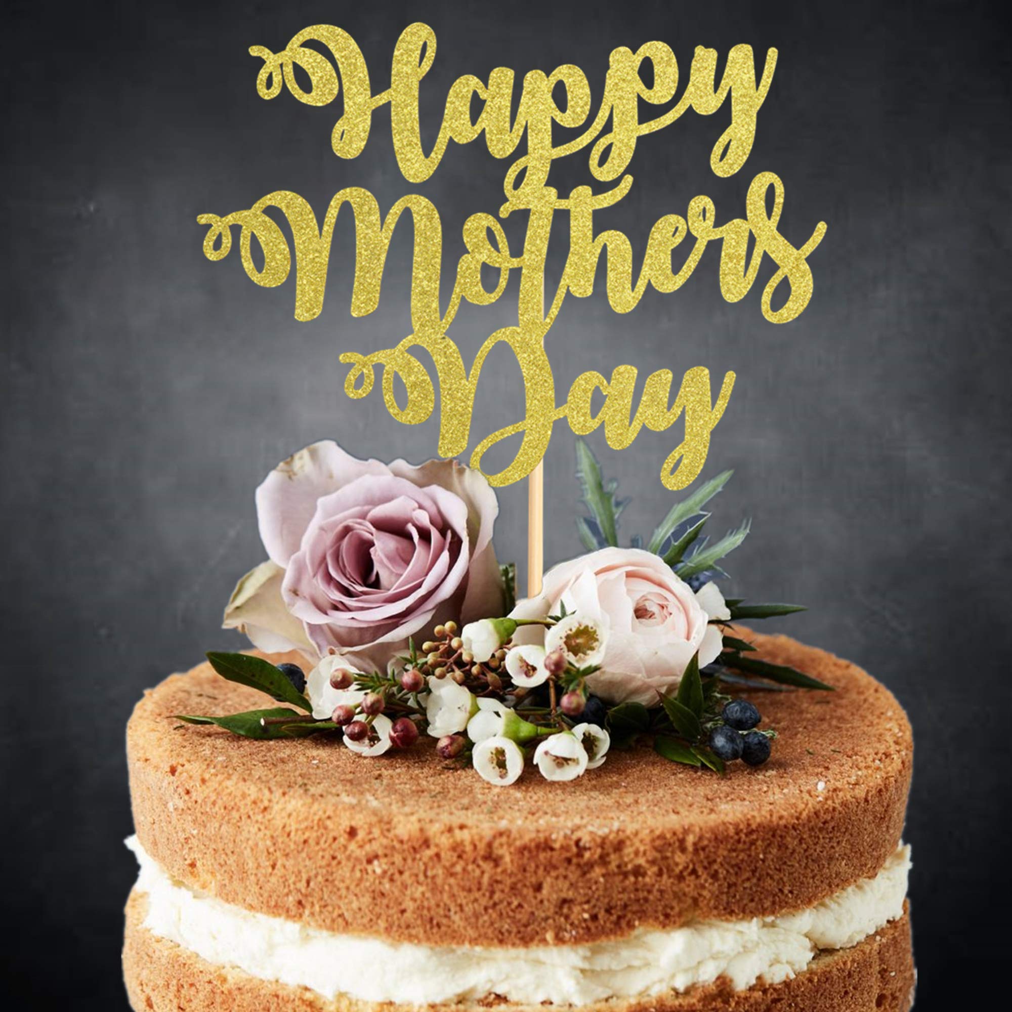 Gold Glitter Mother's Day Cake Topper - Elegant Party Cake Decoration for Mother's Day Celebration - Perfect for Birthday Cakes, Cupcakes & Special Occasions