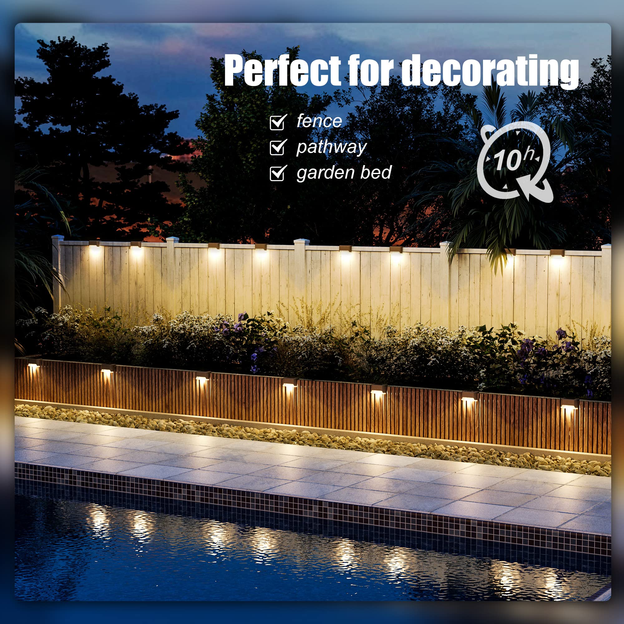 SOLPEX 16 Pack Solar Deck Lights Outdoor, Waterproof LED Solar Step Lights for Stairs, Fence, Yard, Patio & Pathway - Warm White | Perfect for Garden, Walkway & Nighttime Safety Lighting