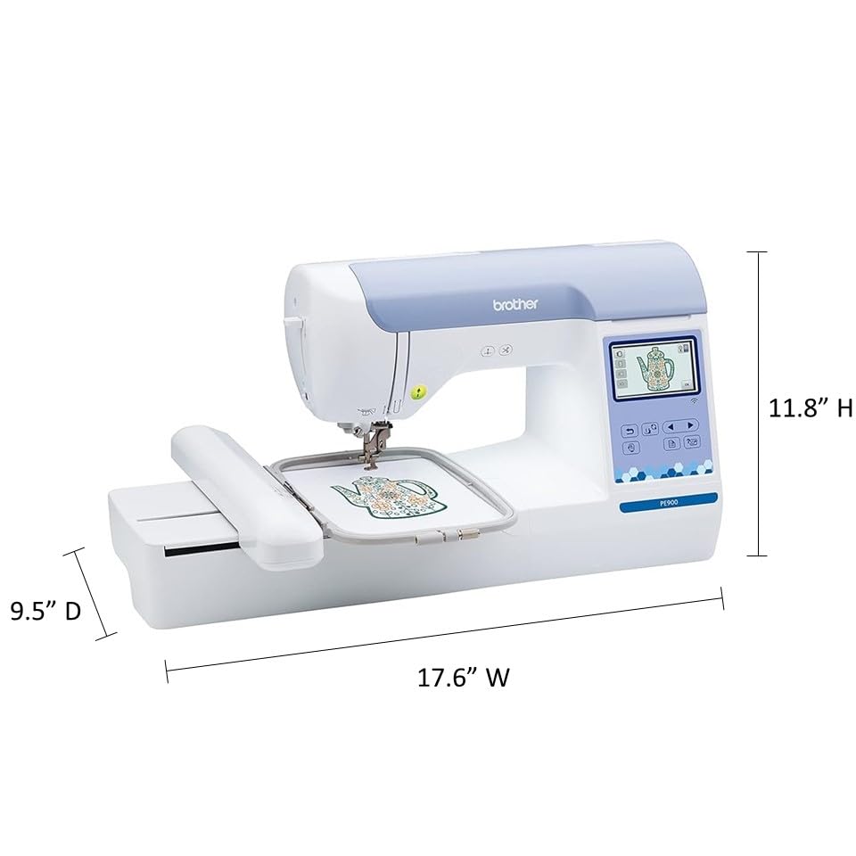 Brother PE900 Wireless Embroidery Machine with WiFi Connectivity - White | Perfect for Home Crafting, DIY Projects & Small Business Embroidery Needs