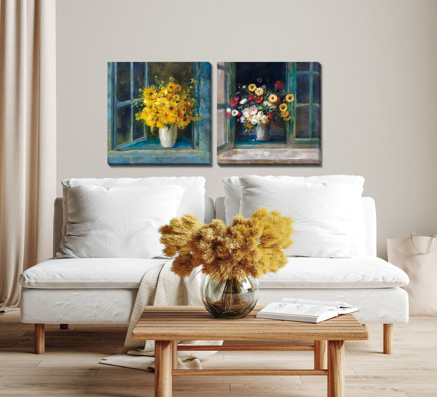 Catch Some Rays Wall Art - Yellow & Blue 24x24 Inches - Modern Beach Decor for Living Room, Bedroom, or Office
