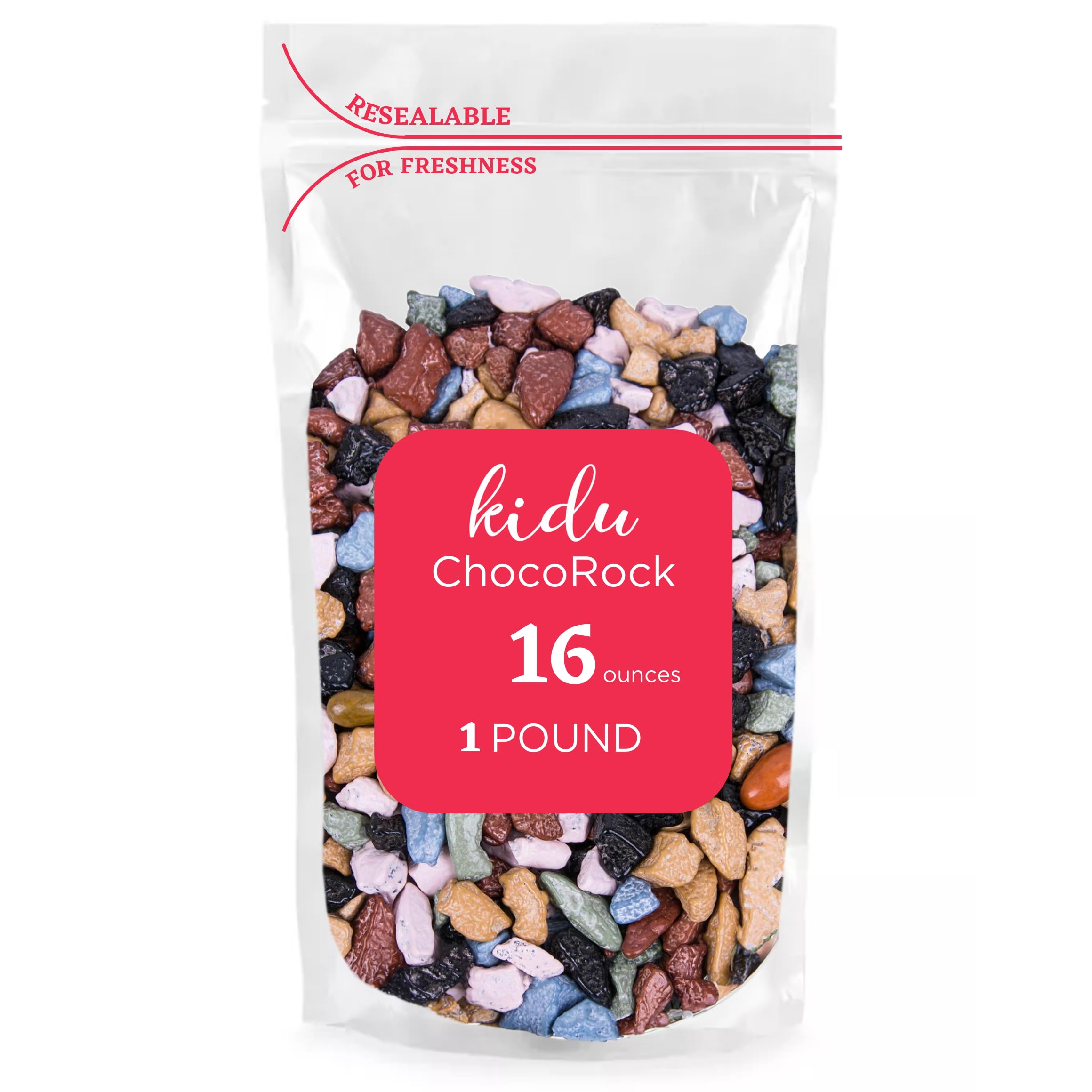 Bulk Chocolate Rocks Candy - 16oz Resealable Bag of Candy Coated Rock Chunks, Edible Pebbles for Cake Decorating & Dessert Toppings | Perfect for Birthday Parties, Wedding Cakes, and DIY Sweet Treats