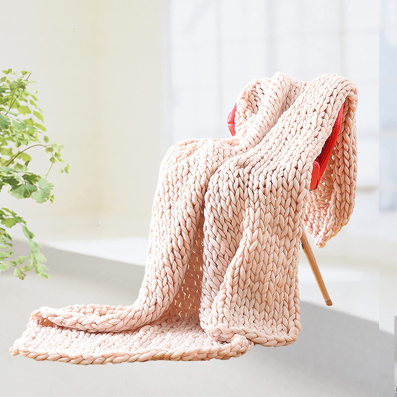 Chunky Knitted Blanket - Extra Large Soft Cozy Throw Blanket for Couch, Bed & Sofa | Home Decor Gift Idea in Beige | Perfect for Snuggling, Lounging & Winter Warmth