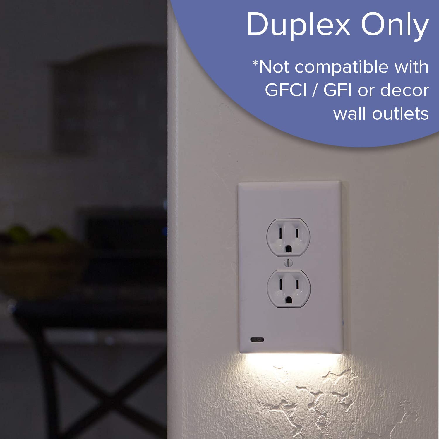 SnapPower 2 Pack GuideLight 2 LED Night Light Wall Plate for Duplex Outlets - Auto On/Off Sensor, Black - Replace Plug-in Night Lights - Perfect for Hallways, Bedrooms & Bathrooms