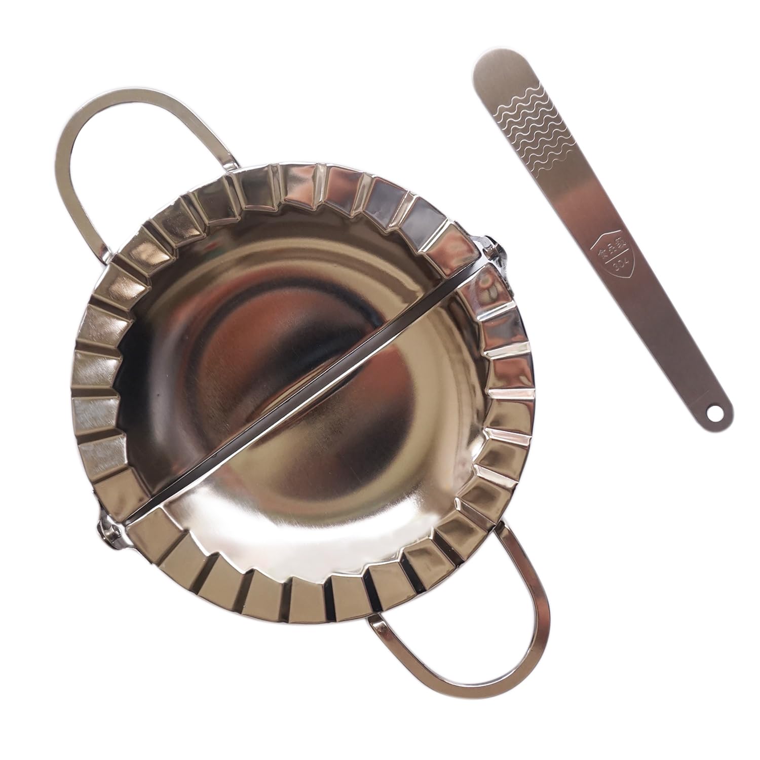 6 Inch Large Dumpling Maker - Stainless Steel Empanada Press & Dough Cutter - 2-in-1 Pastry Tool with Stuffing Spoon - Perfect for Ravioli, Pierogi, Pastelitos, Calzone, Turnovers - Ideal for Home Cooking, Baking, and Party Snack Preparation