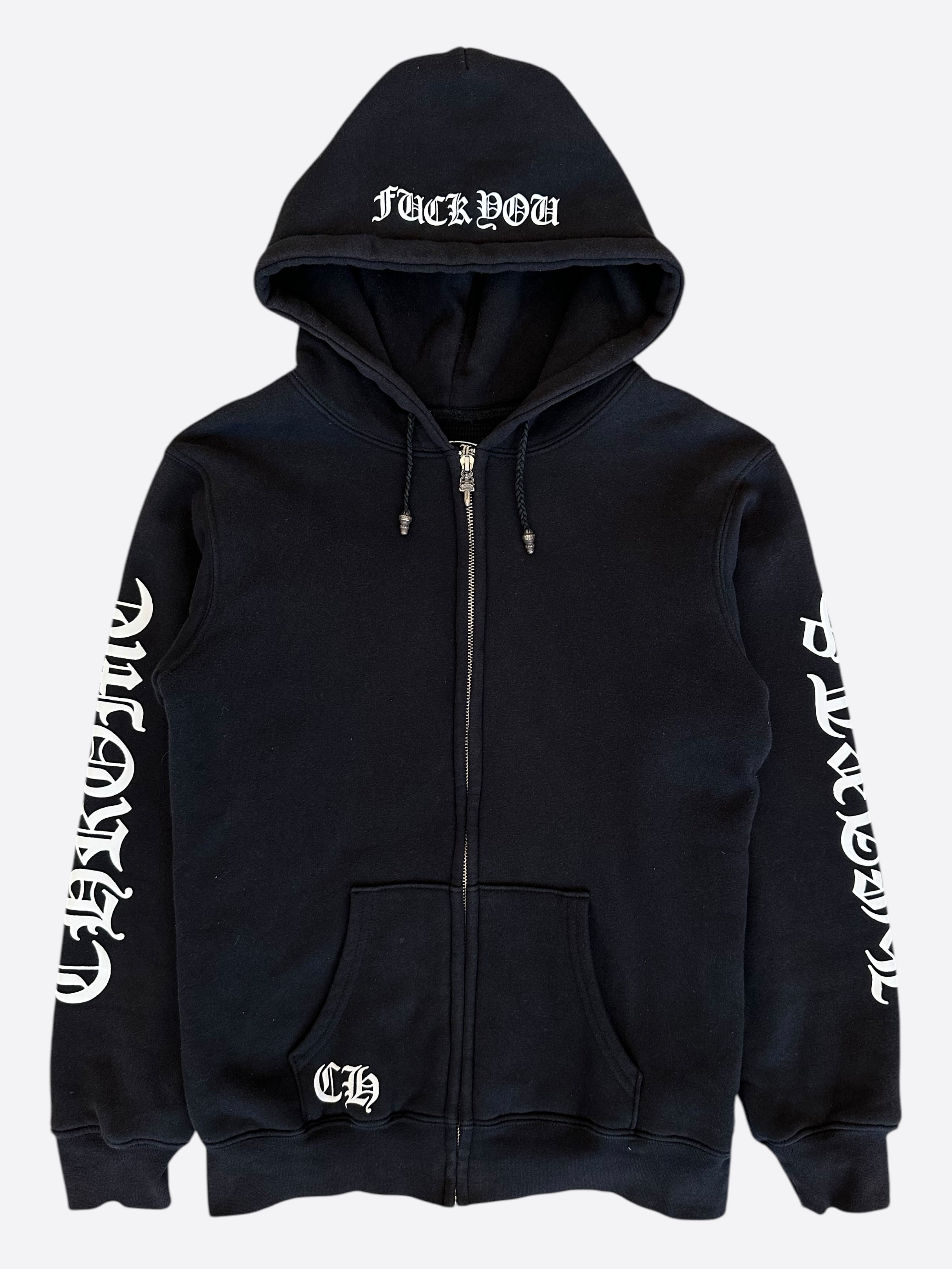 Chrome Hearts Black & White Thermal Bolo Hoodie with Horseshoe Logo - Stylish Zip Up Hooded Sweatshirt for Men & Women | Perfect for Streetwear, Casual Outfits & Winter Fashion