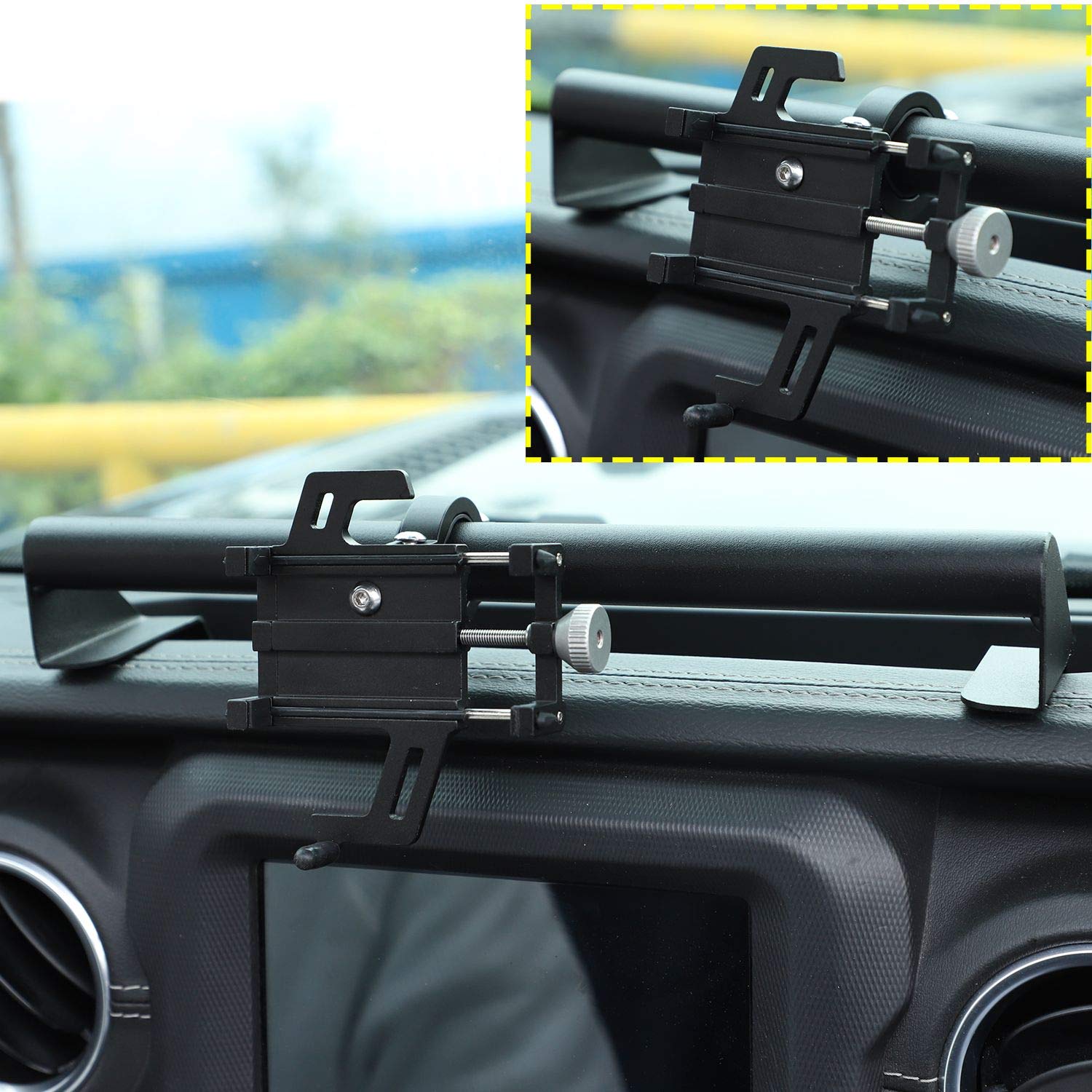 Jeep JL Dash Phone Mount - Compatible with 2018-2023 Jeep Wrangler JL JLU Sport Rubicon Sahara & Gladiator JT - Secure Cell Phone Holder for Off-Road & Daily Driving