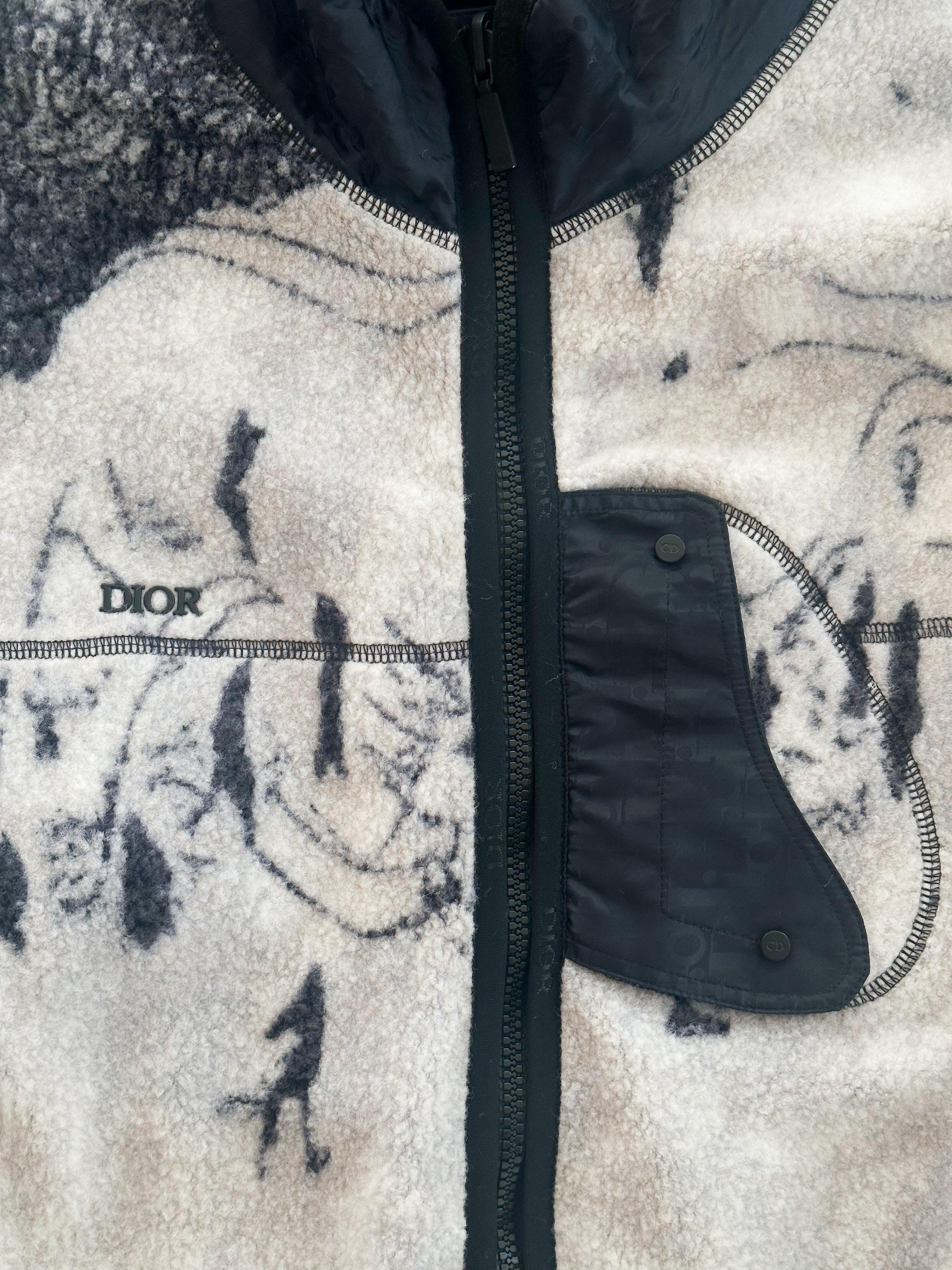 Dior Black Oblique Reversible Fleece Jacket for Men - Luxury Winter Coat with Zip Front & Hood - Perfect for Casual Outings & Streetwear Fashion