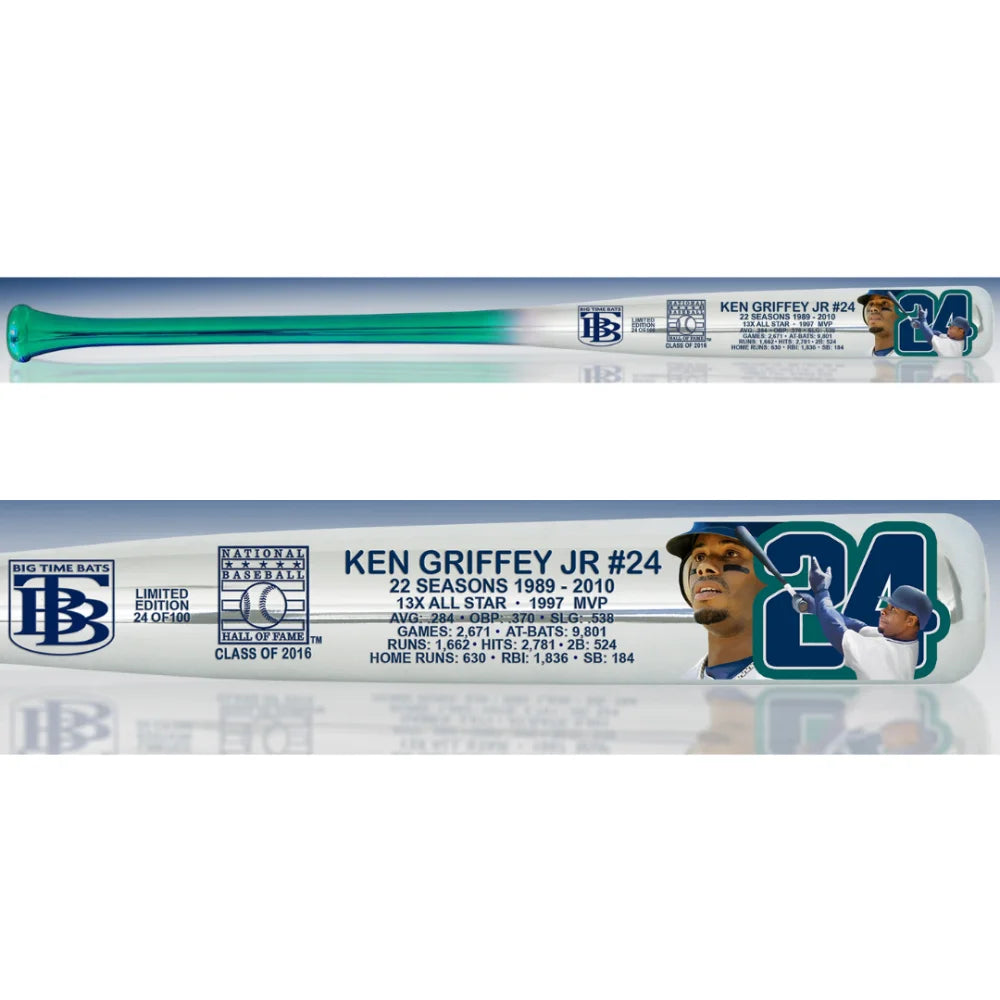 Ken Griffey Jr. Hall of Fame Seattle Mariners Chrome Splash Baseball Bat #D/100 - Limited Edition Collectible for Baseball Fans & Memorabilia Enthusiasts - Perfect for Display, Gifts, and Sports Collections