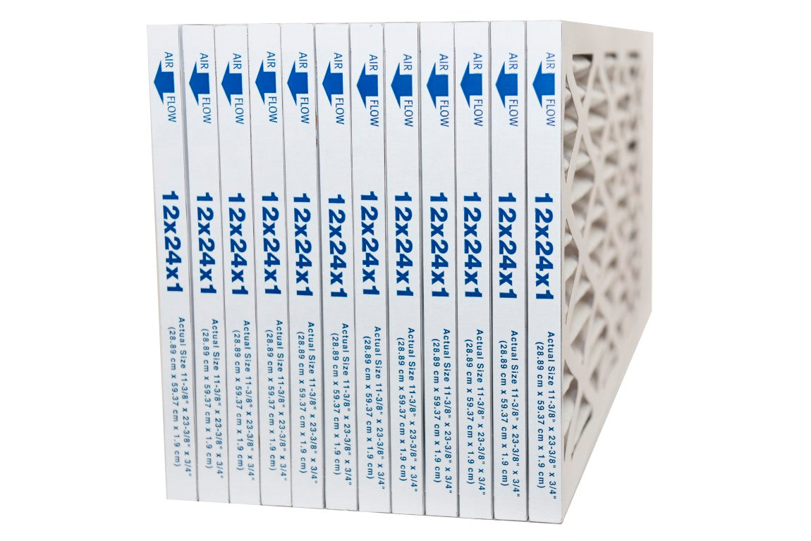12x24x1 MERV 8 Pleated Air Filters - 12 Pack | High Efficiency Furnace & AC Filters for Home, HVAC System | Perfect for Allergies, Dust & Pet Hair Protection