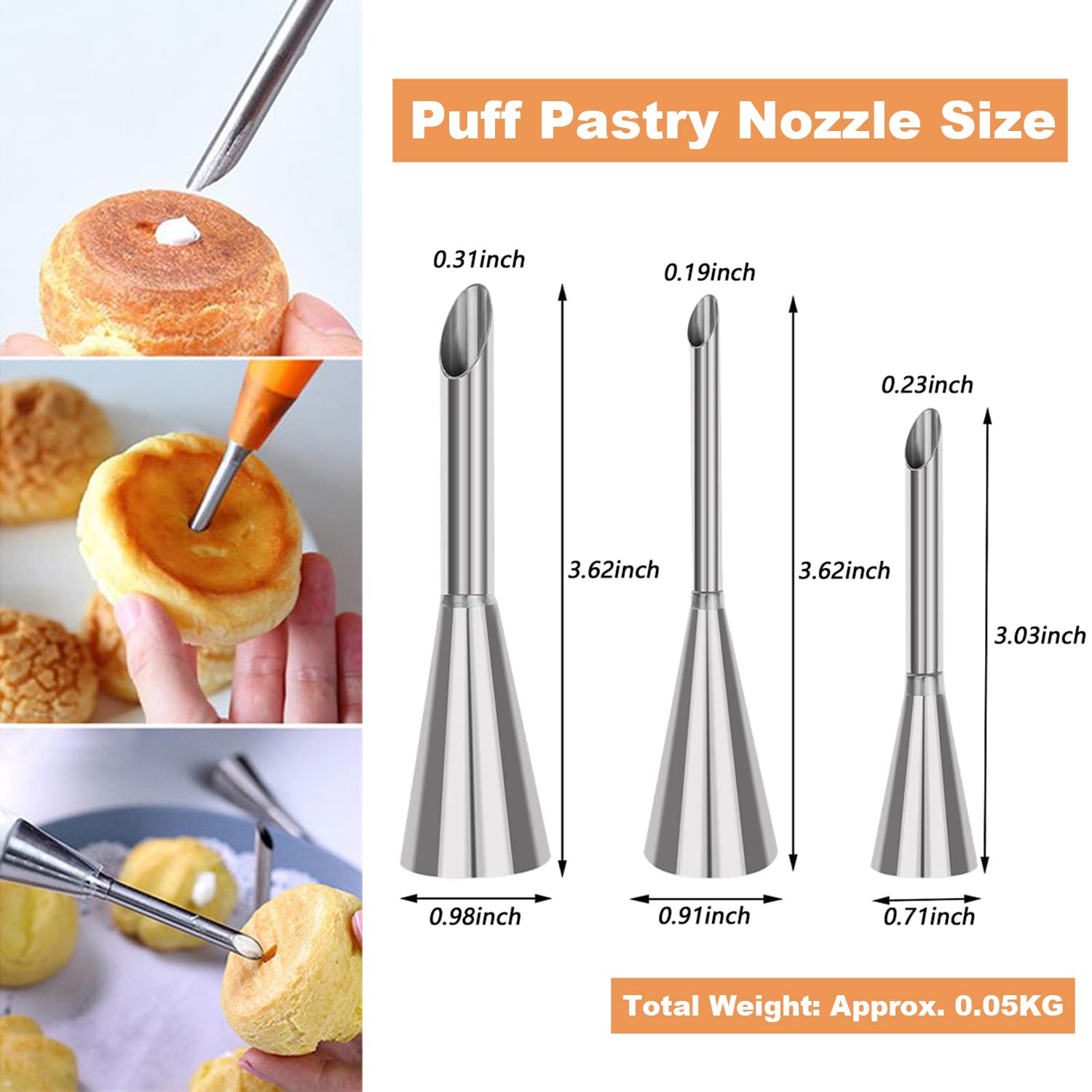 Suuker 24-Piece Puff Piping Tips Set with 100 Disposable Piping Bags - Professional Cake Decorating Kit for Cupcakes, Cookies & Pastry Designs