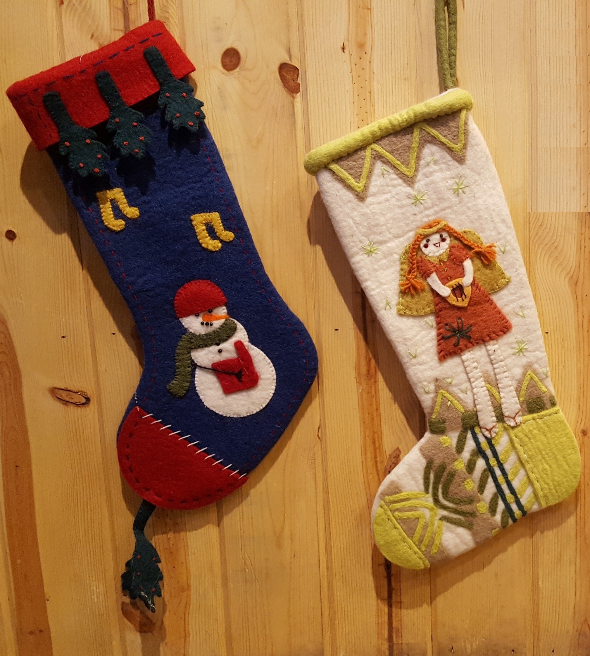 Hand Felted Wool Christmas Stockings - Traditional Old World Style Holiday Decor for Fireplace Mantel - Perfect for Xmas Gift Giving & Festive Home Decor