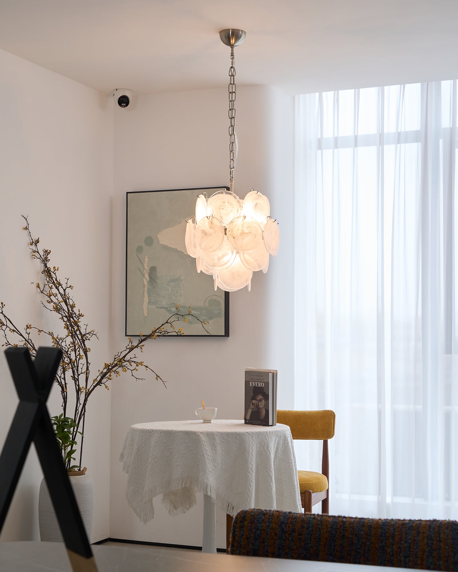 Elegant Aqua White Glass Murano Chandelier - Handcrafted Venetian Lighting Fixture for Dining Room, Bedroom & Living Room Decor