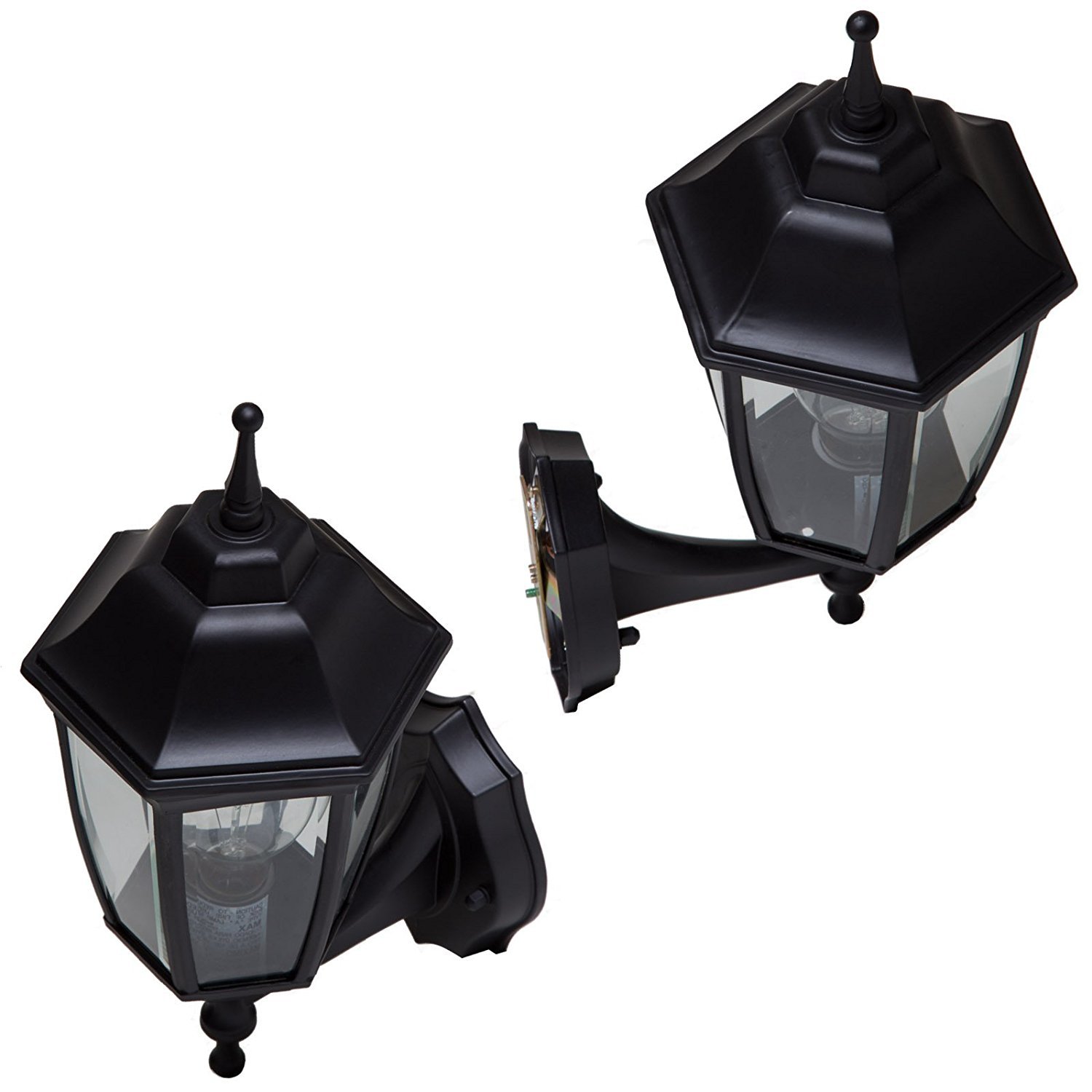 Pro Sourcetwin 5552294 Black Outdoor Wall Lanterns - 2 Pack Set for Porch, Patio, Garden & Exterior Home Lighting