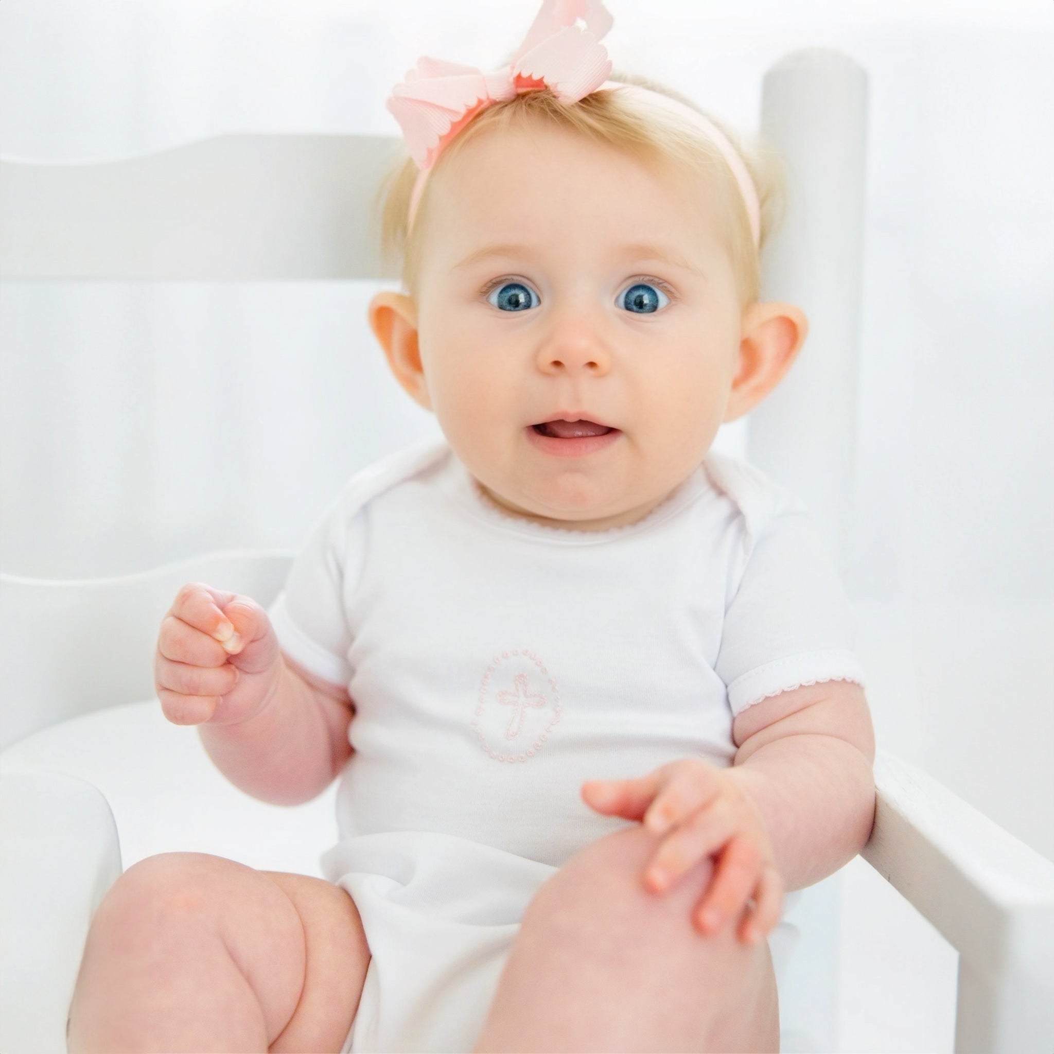 Blessed Embroidered Baby Bodysuit - Soft Pink Cotton Onesie for Newborns & Infants | Perfect for Baptism, Christening & Special Occasions