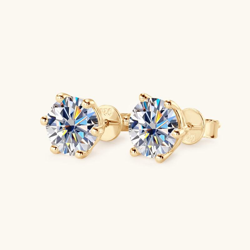 Classic Six Prong Moissanite Stud Earrings for Women | 1ct Round Cut Diamond Simulant Earrings | Hypoallergenic 925 Sterling Silver | Perfect for Wedding, Anniversary & Everyday Wear