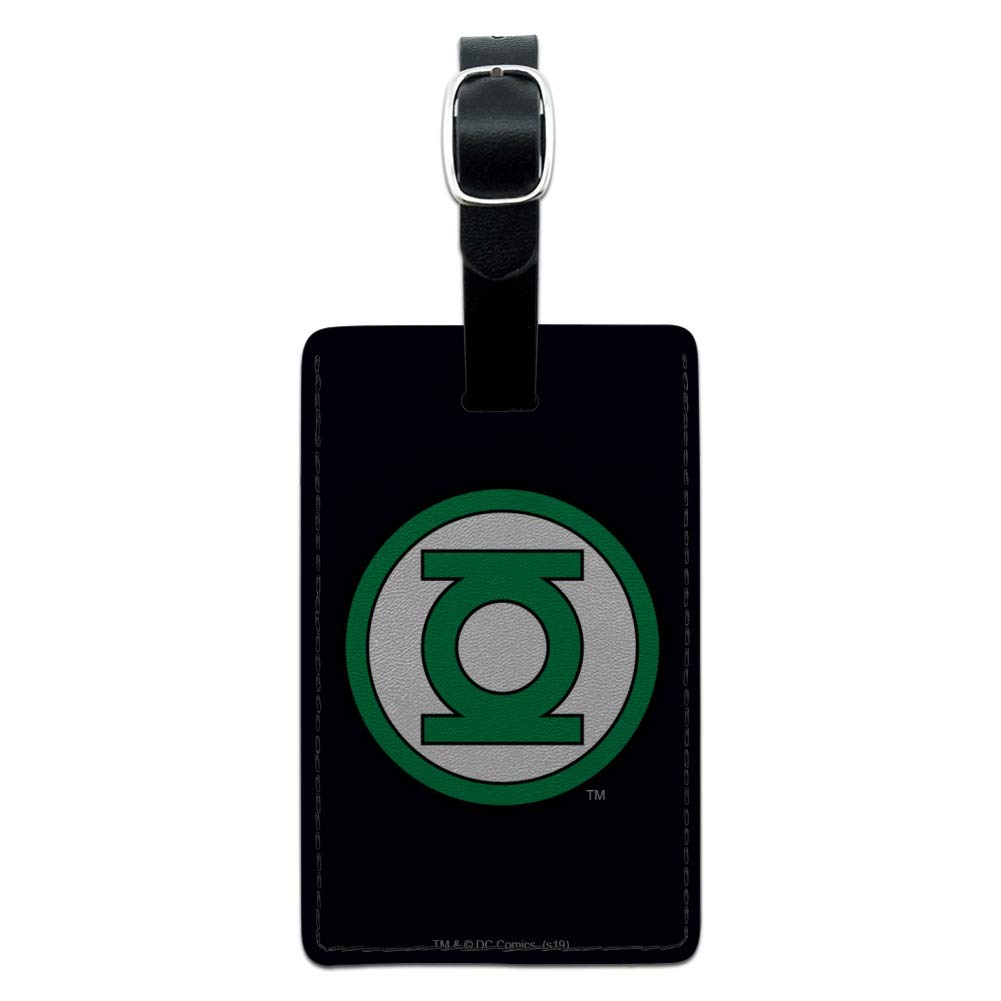 Green Lantern Logo Rectangle Leather Luggage Tag - Durable Suitcase ID Card Holder for Carry-On Bags - Perfect for Travel, Business Trips & Vacation Identification