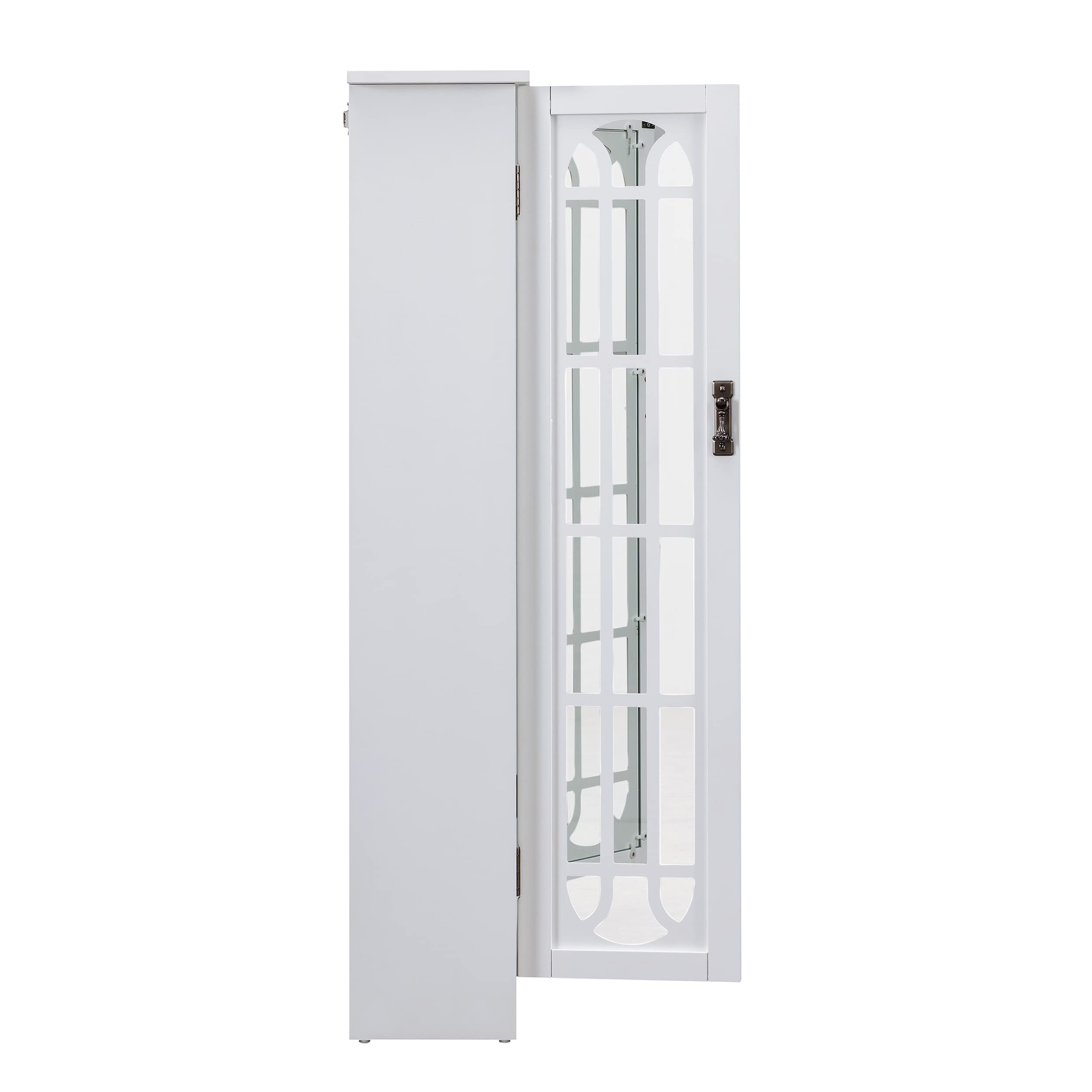 SEI Furniture White Adjustable Shelf Window Pane Display Storage Cabinet - Perfect for Living Room, Bedroom, or Office Organization