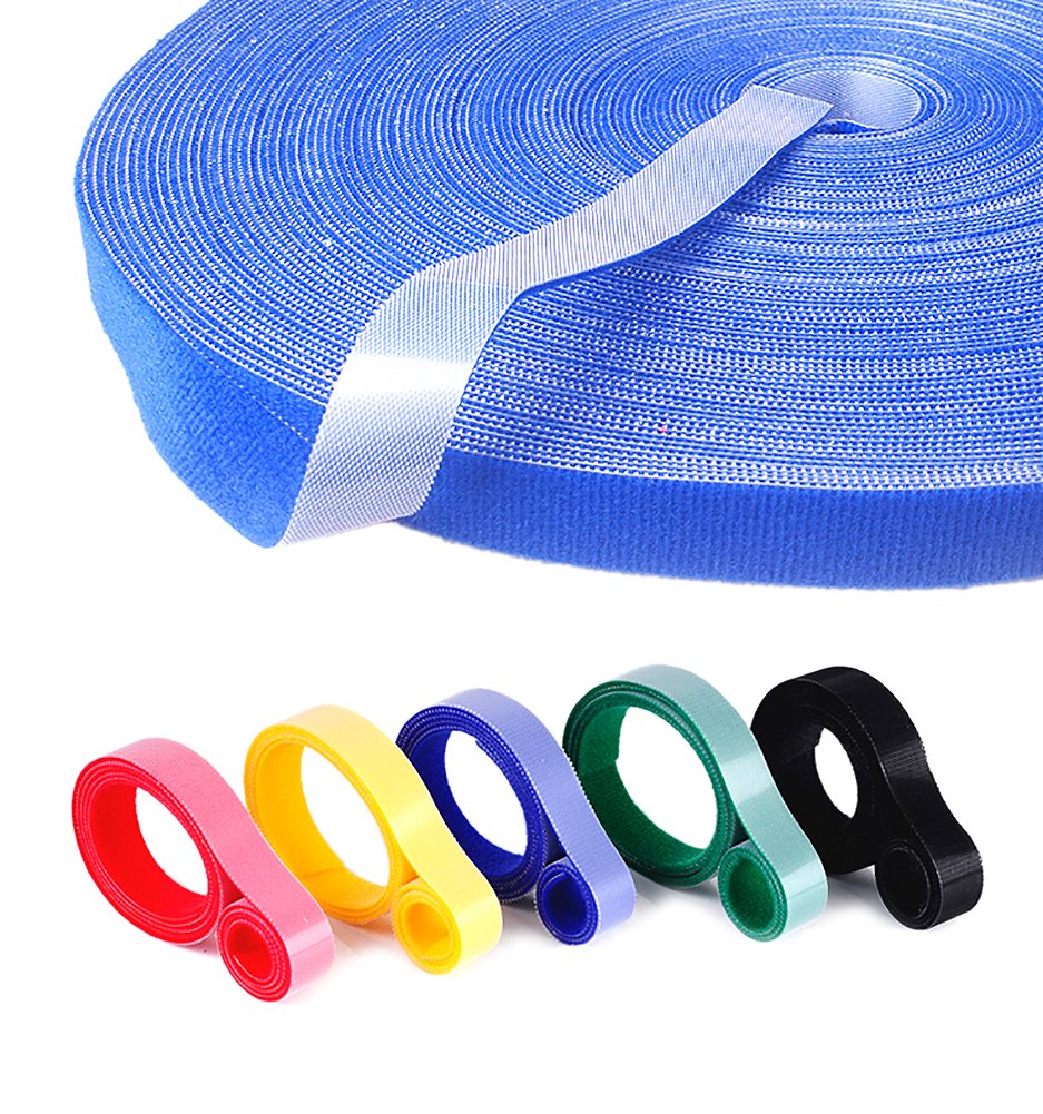 5-Pack Reusable Hook & Loop Cable Ties - 33ft Nylon Fastening Straps for Wire & Cord Organization - Perfect for Home, Office, and Car Cable Management