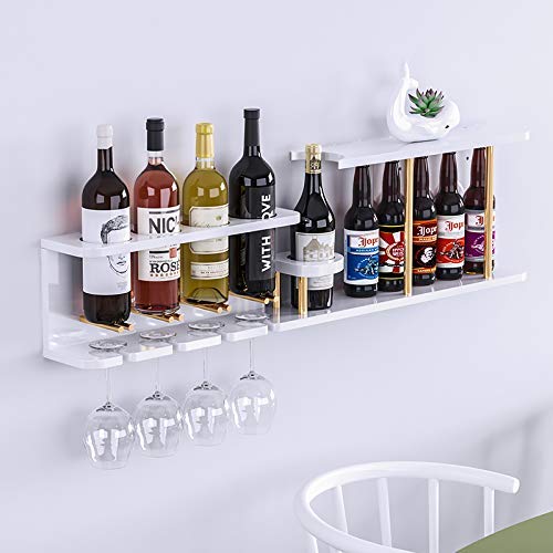 Wall Mounted Wine Rack - Organize Kitchen with 10-Bottle Wood Wine Holder & Glass Shelves - White - Perfect for Home Bars, Restaurants, and Commercial Cellars