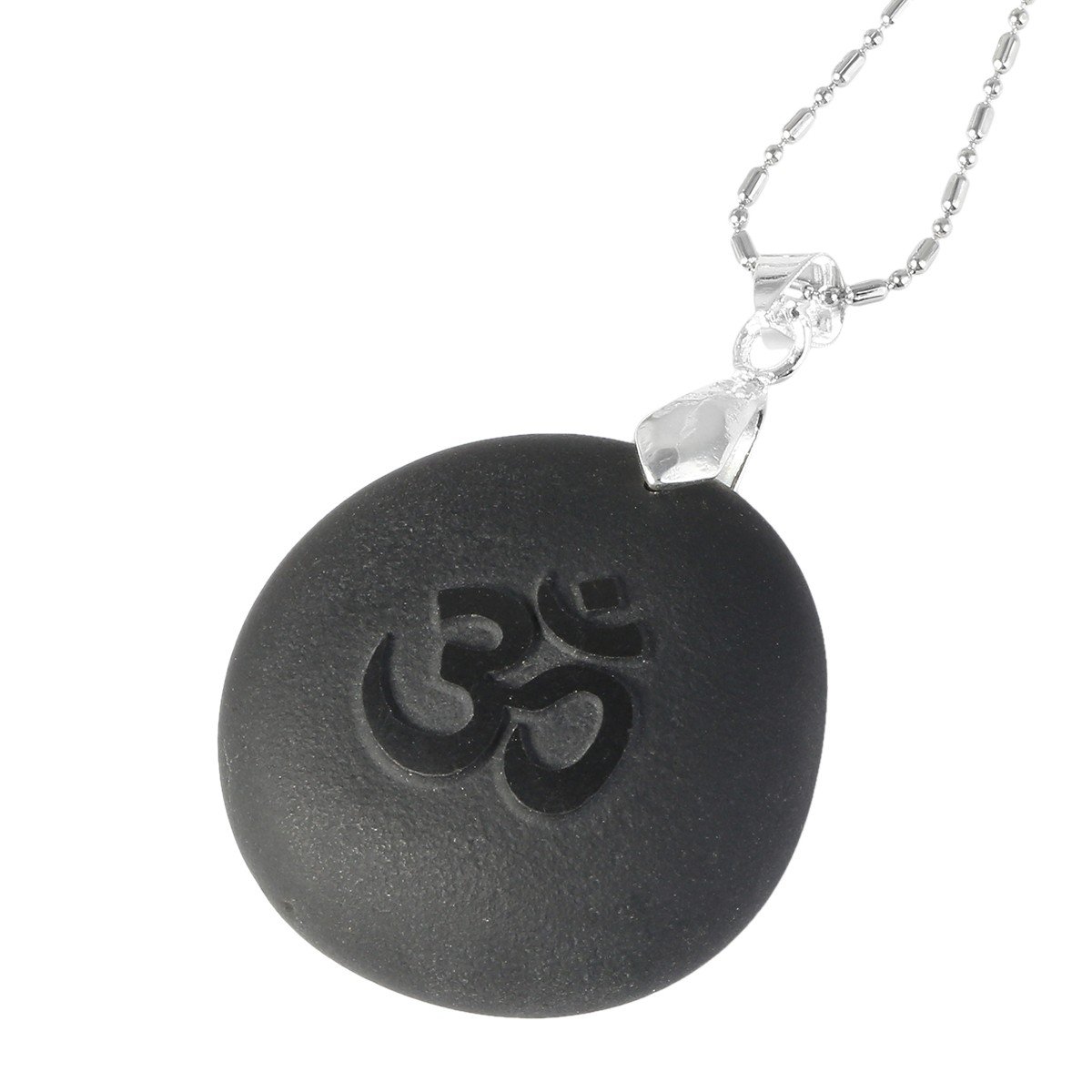 SUNYIK Black Stone Crown Chakra Pendant Necklace for Women - Reiki Healing Jewelry with Engraved Symbols - Pack of 1 - Perfect for Meditation, Yoga & Spiritual Healing