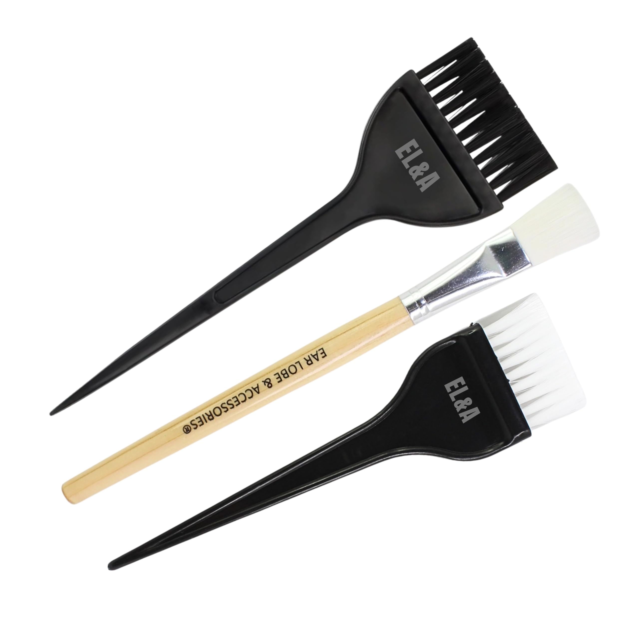 Professional Wooden & Plastic Handle Brush Set for Hair Dye, Beard Coloring & Facial Masks - Durable Salon-Grade Makeup & Beauty Tools for Home & Professional Use