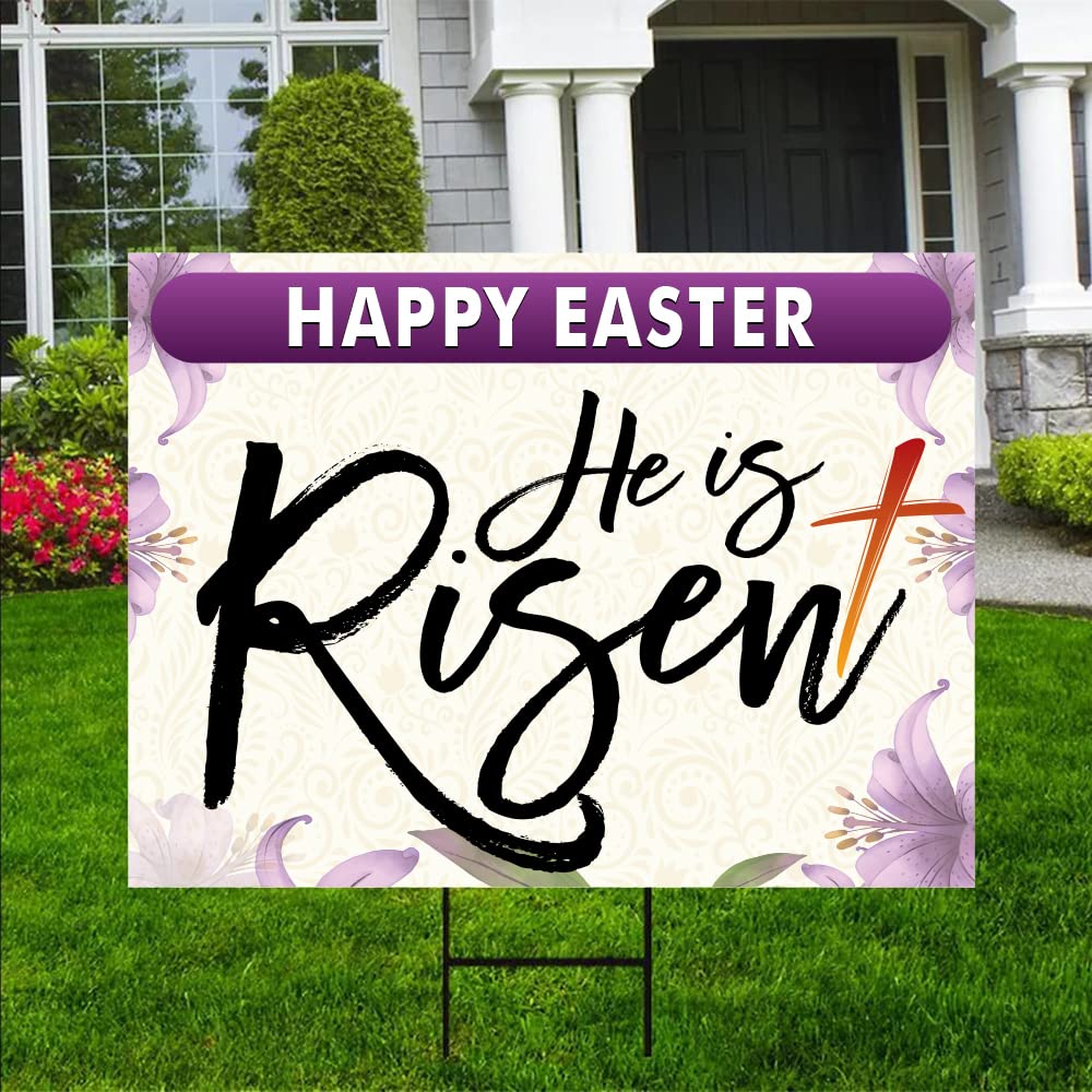 Happy Easter He is Risen Yard Sign - 36