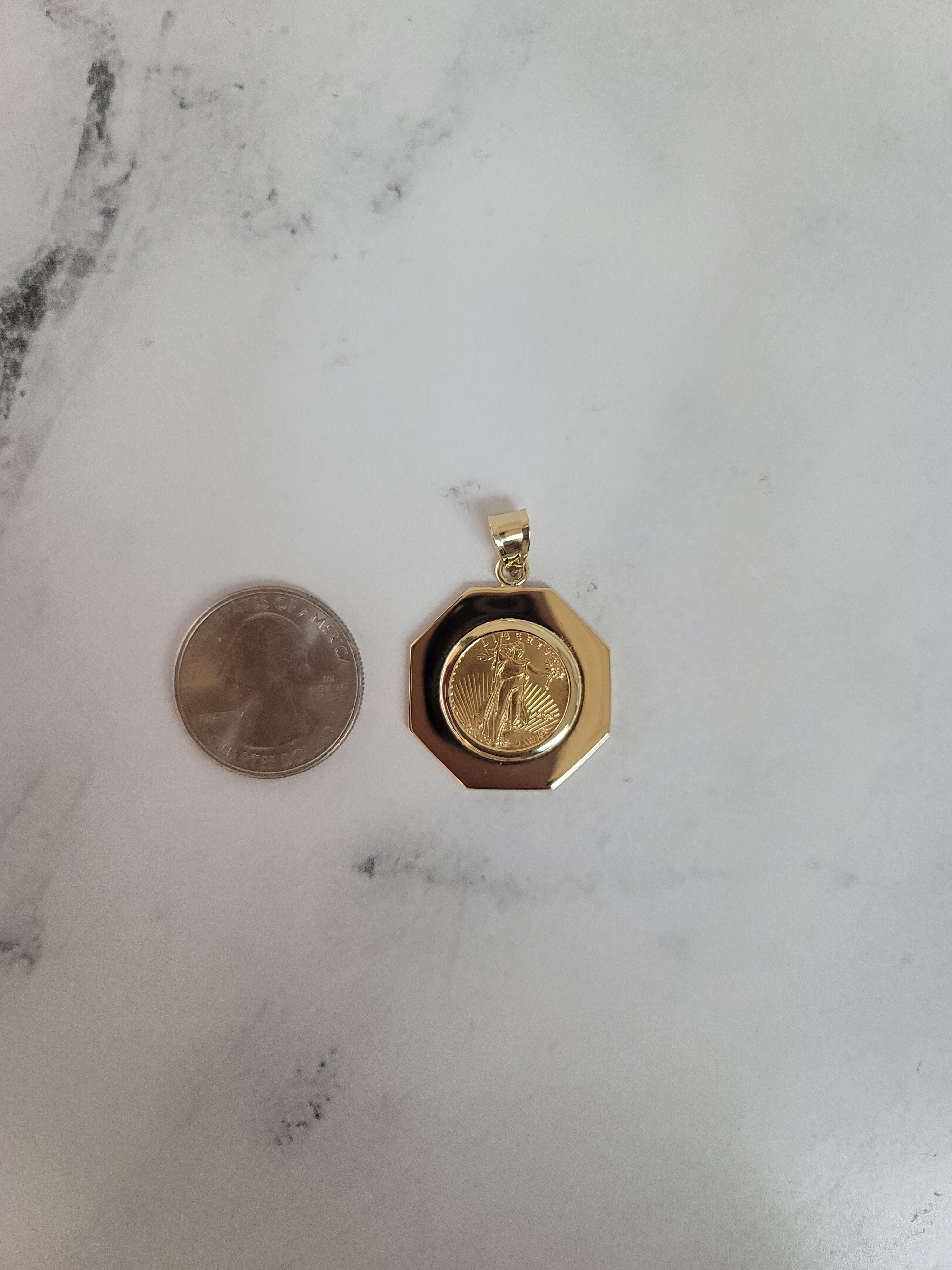 1/10 oz Octagon Lady Liberty Coin Necklace - Gold & Silver Plated Collectible Jewelry for Women - Perfect Gift for Holidays & Special Occasions