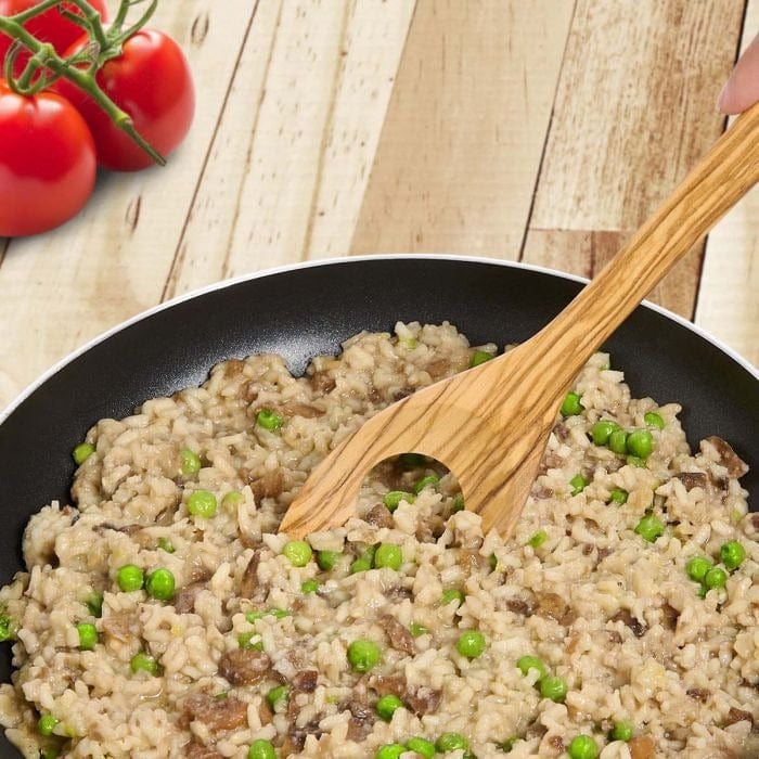 Fantes Cousin Gia's Italian Olivewood Risotto Spoon - 12 Inch Handcrafted Wooden Spoon for Cooking, Serving & Stirring - Perfect for Risotto, Pasta, Soups & Sauces
