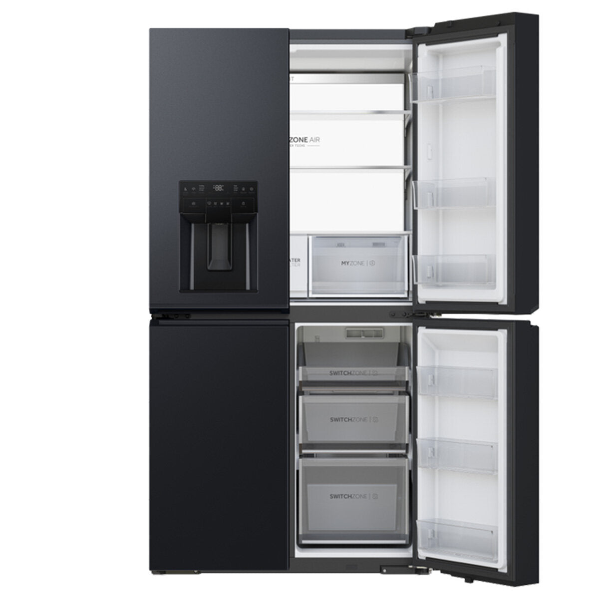 Haier 601L Quad Door Refrigerator with Ice and Water Dispenser - Black Stainless Steel HRF680YZC | Large Capacity French Door Fridge for Family Kitchen, Entertaining & Bulk Grocery Storage
